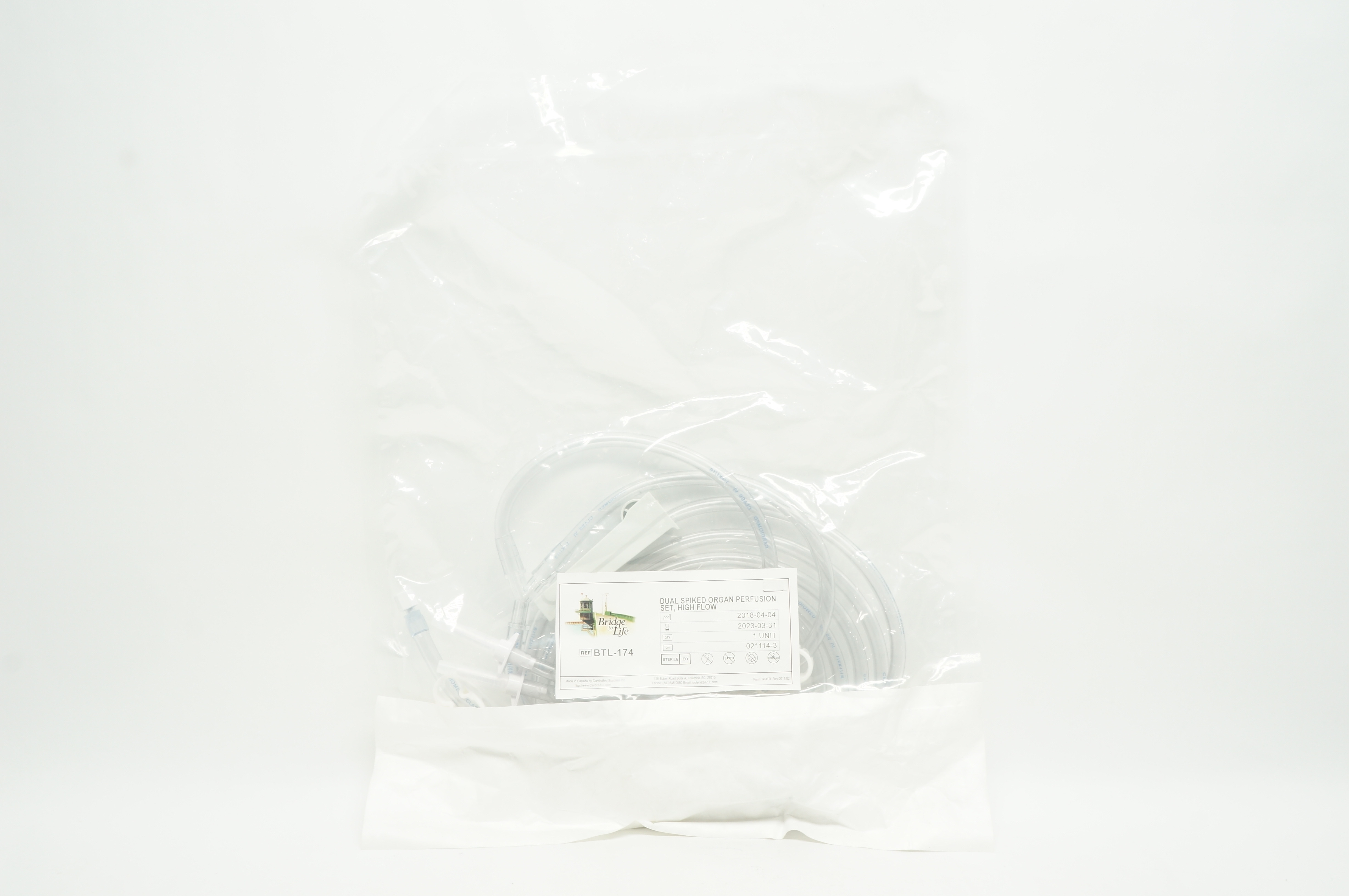 CardioMed Supplies BTL-174 Bridge to Life Dual Spiked Organ Perfusion Set