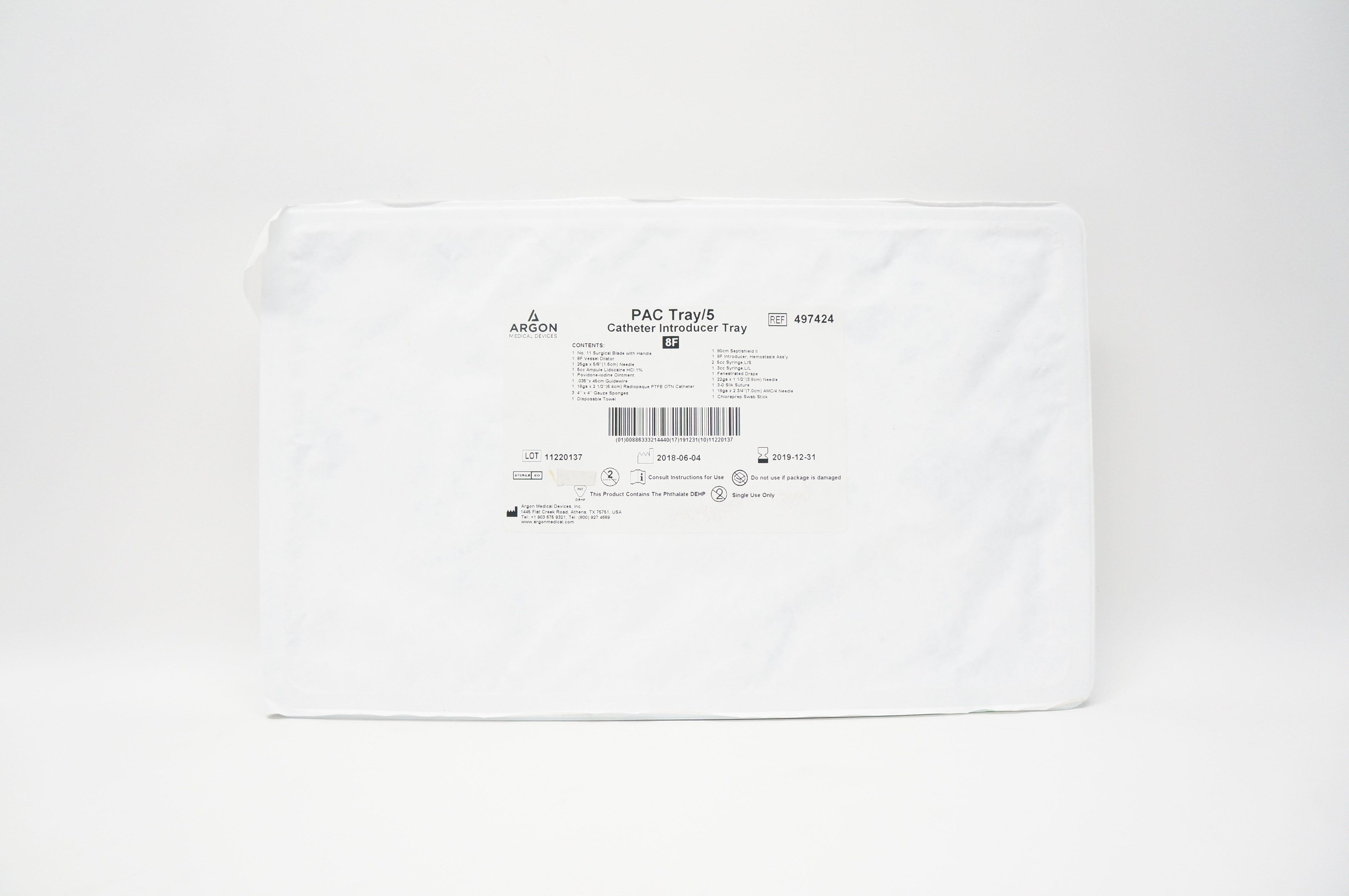 Argon 497424 Pac Tray 5 Cath. Introducer Tray 8F (x)