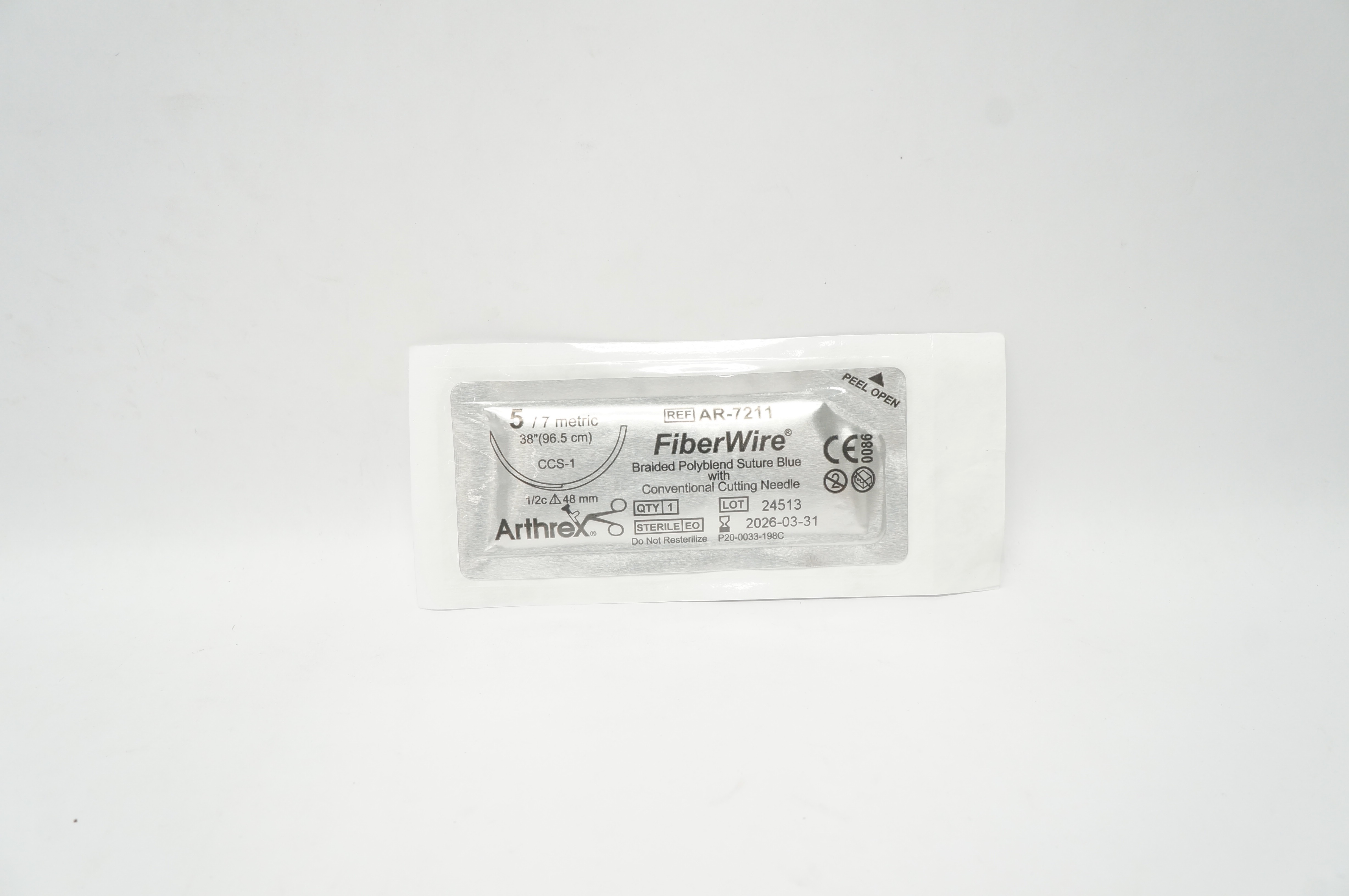 Arthrex AR-7211 5 FiberWire Braided Polyblend Stre CCS-1 1/2c 48mm, 38 inch