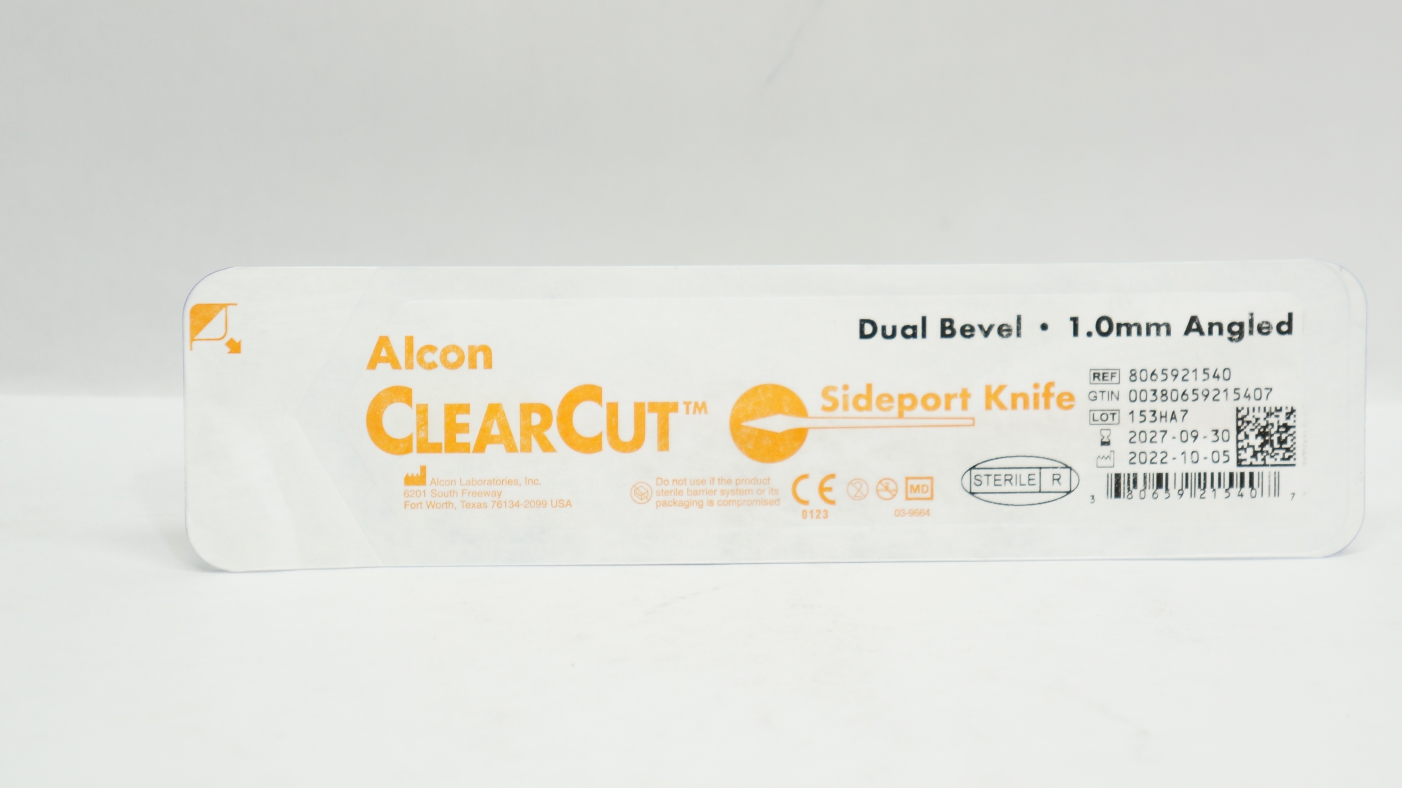 Alcon 8065921540 ClearCut Sideport Knife, Dual Bevel 1.0mm Angled