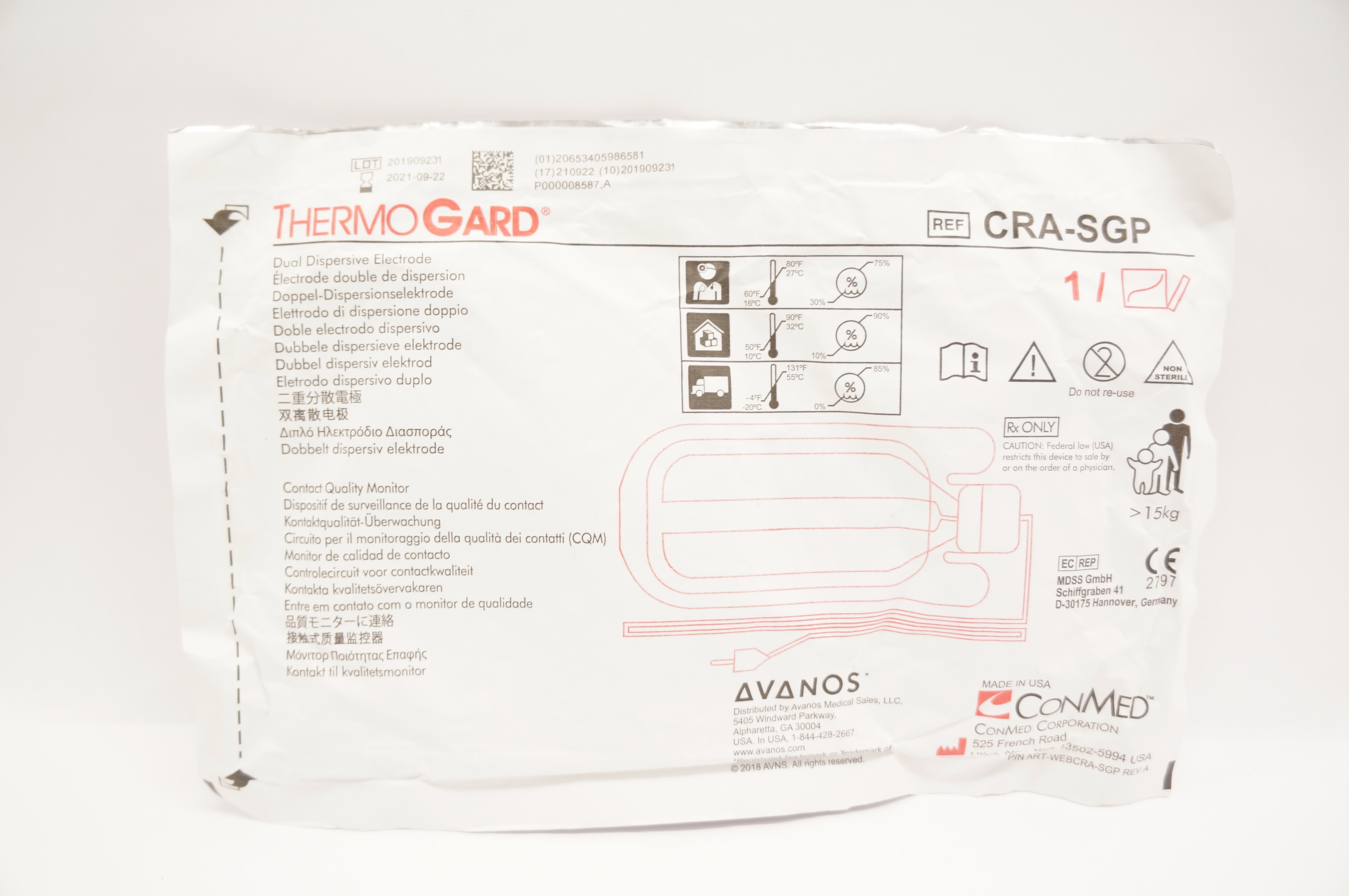 ConMed GRA-SGP ThermoGard Dual Dispersive Electrode (x)