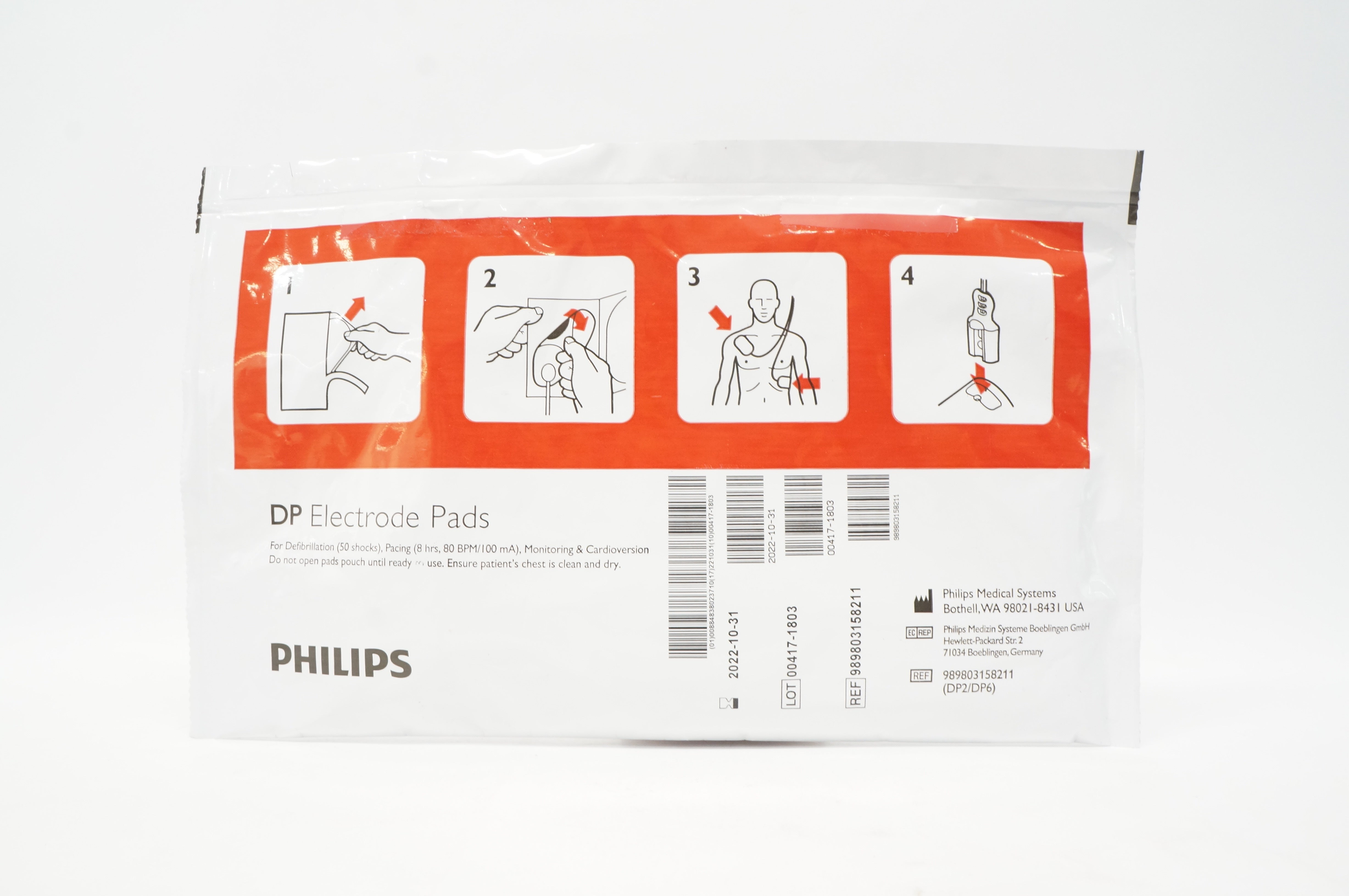 Philips Medical 989803158211 DP Plus Electrode Pads MRx, XL,  FR2/FR