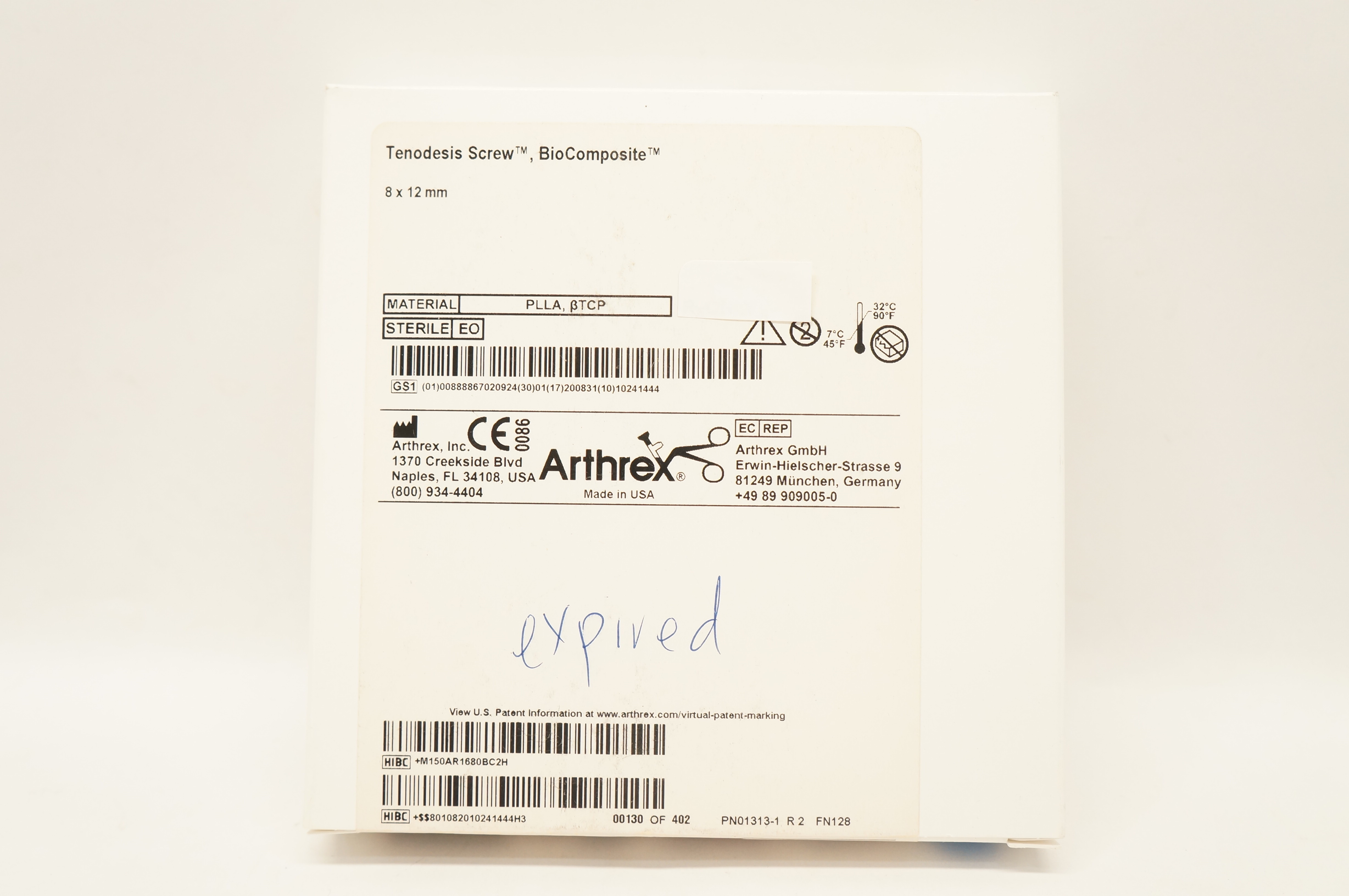 Arthrex AR-1680BC BioComposite, Tenodesis Screw 8 x 12mm (x)