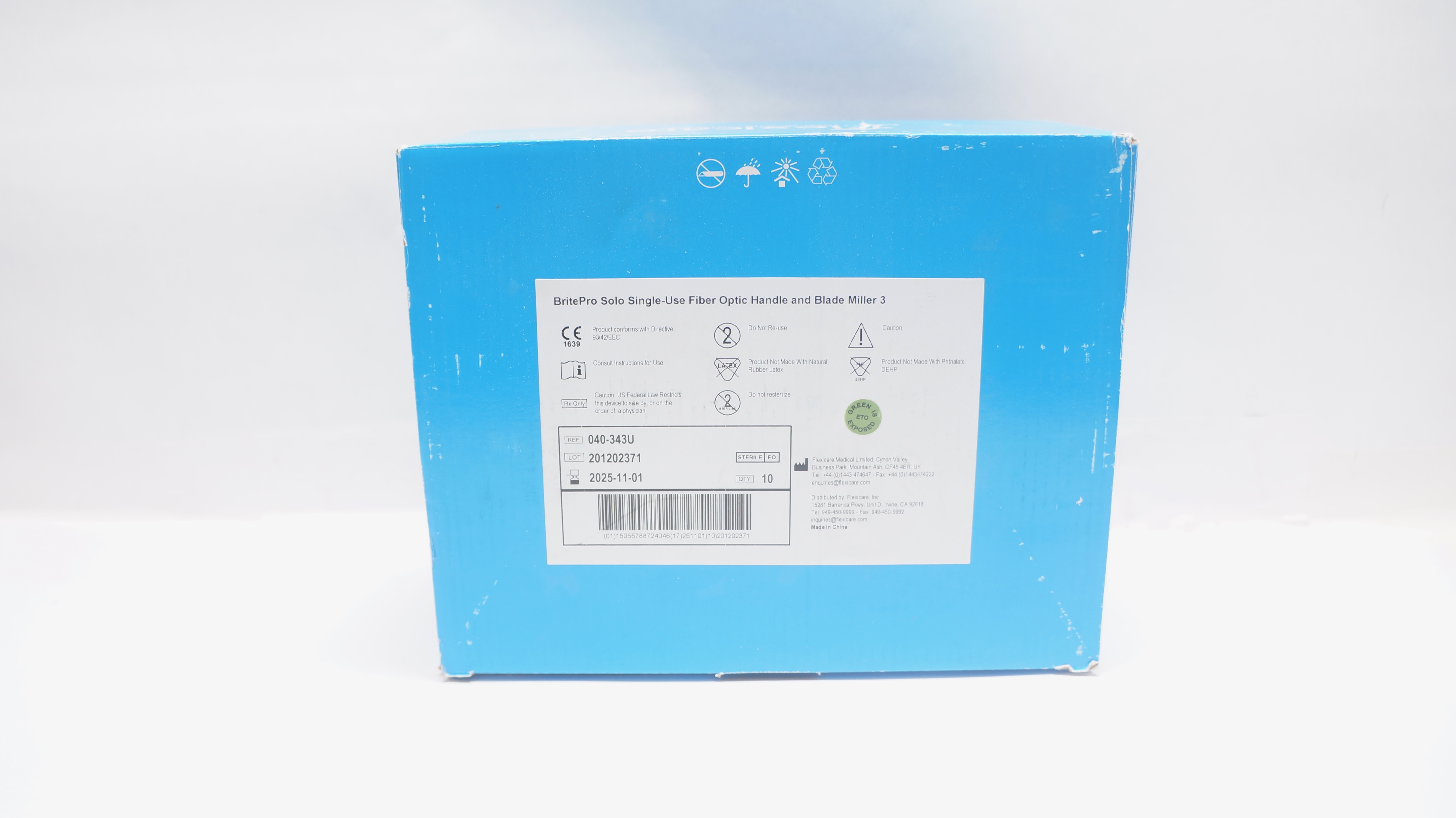 Flexicare 040-343U BritePro Solo Fiber Optic Laryngoscope Handle - Box of 10