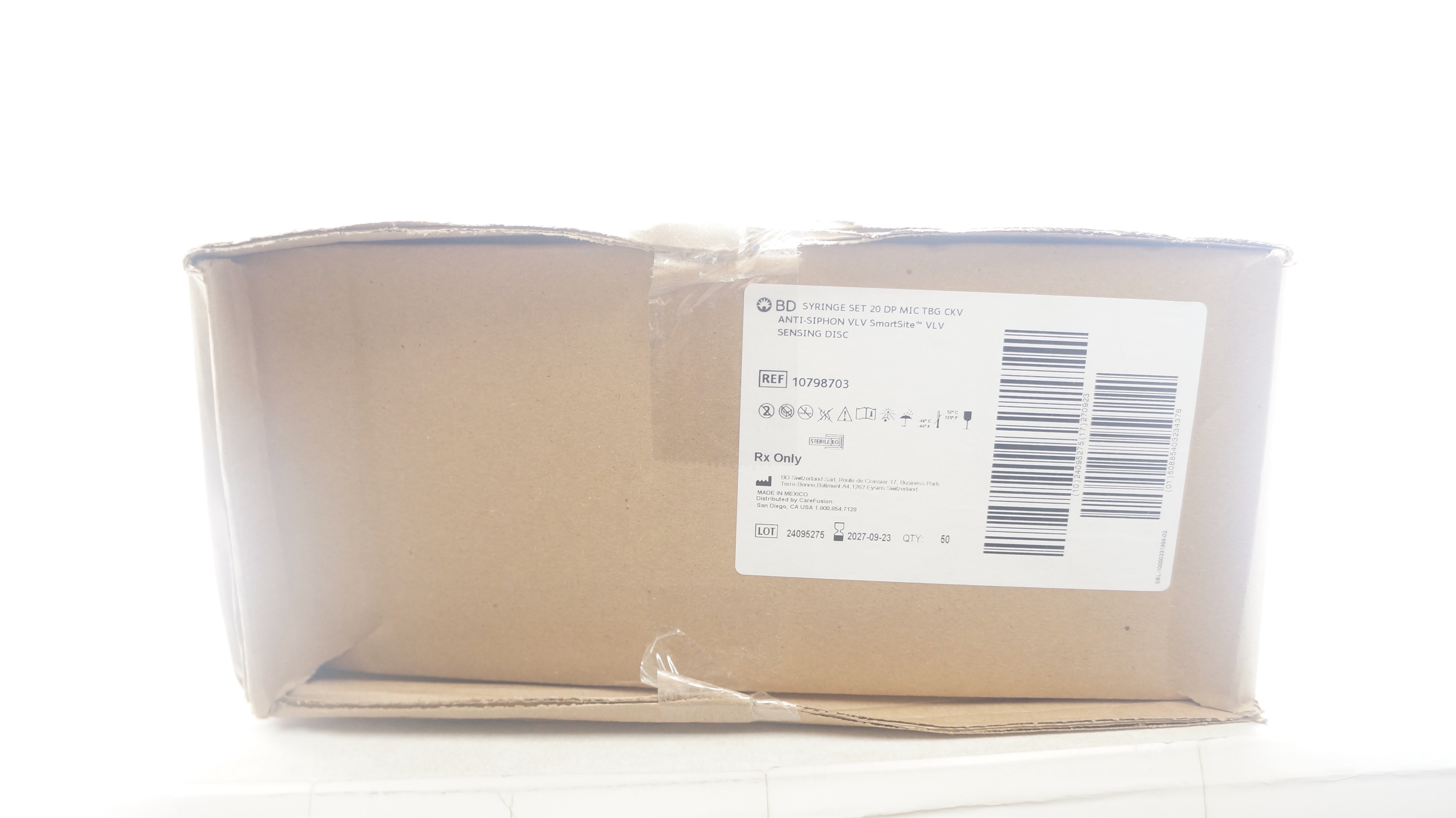 BD 10798703 Syringe Set 20DP MIC TBG CKV Anti-Siphon VLV Sensing Disc -Box of 50