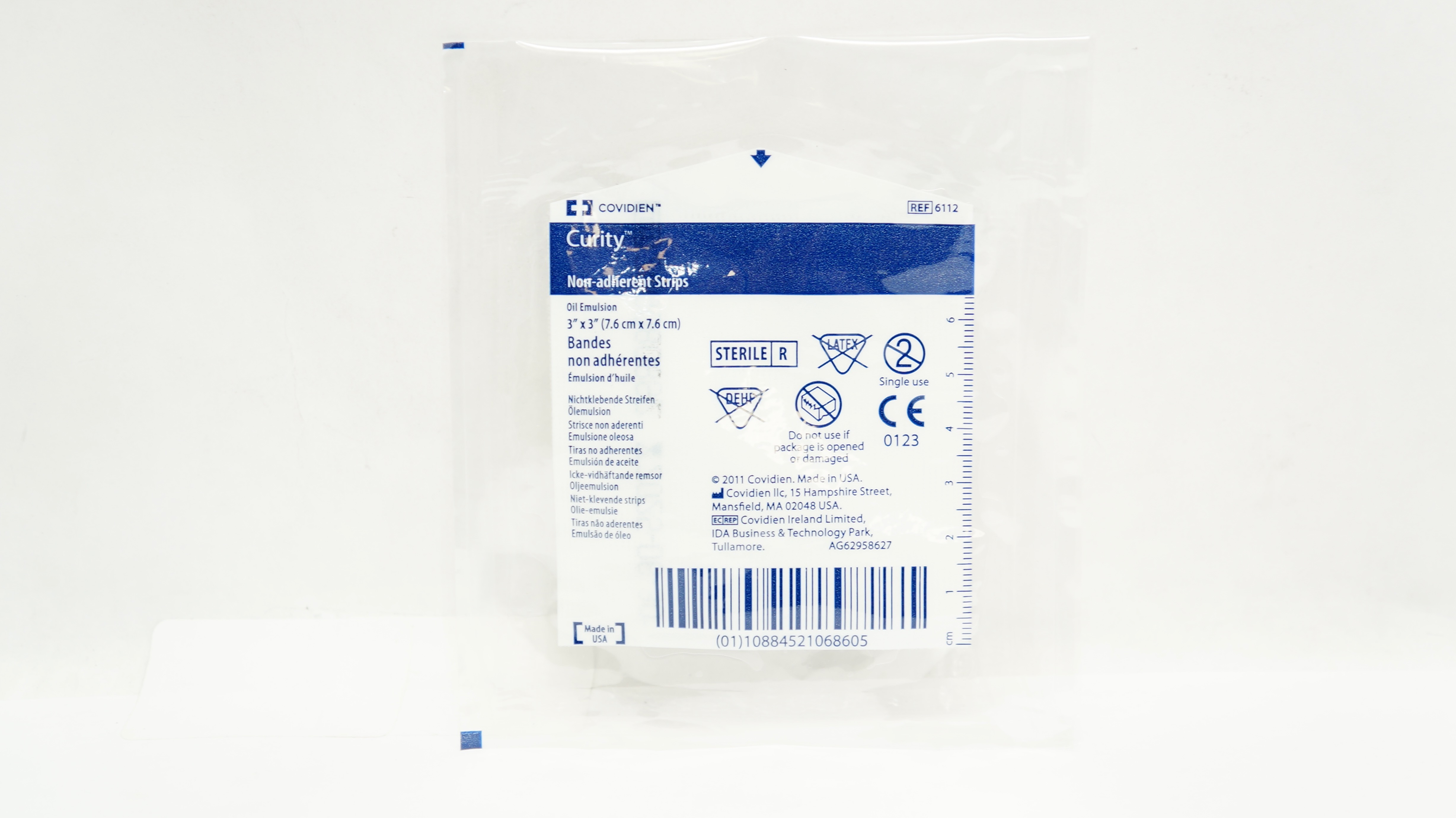 Covidien 6112 Curity Non-Adherent Strips Oil Emulsion 3inch x 3inch