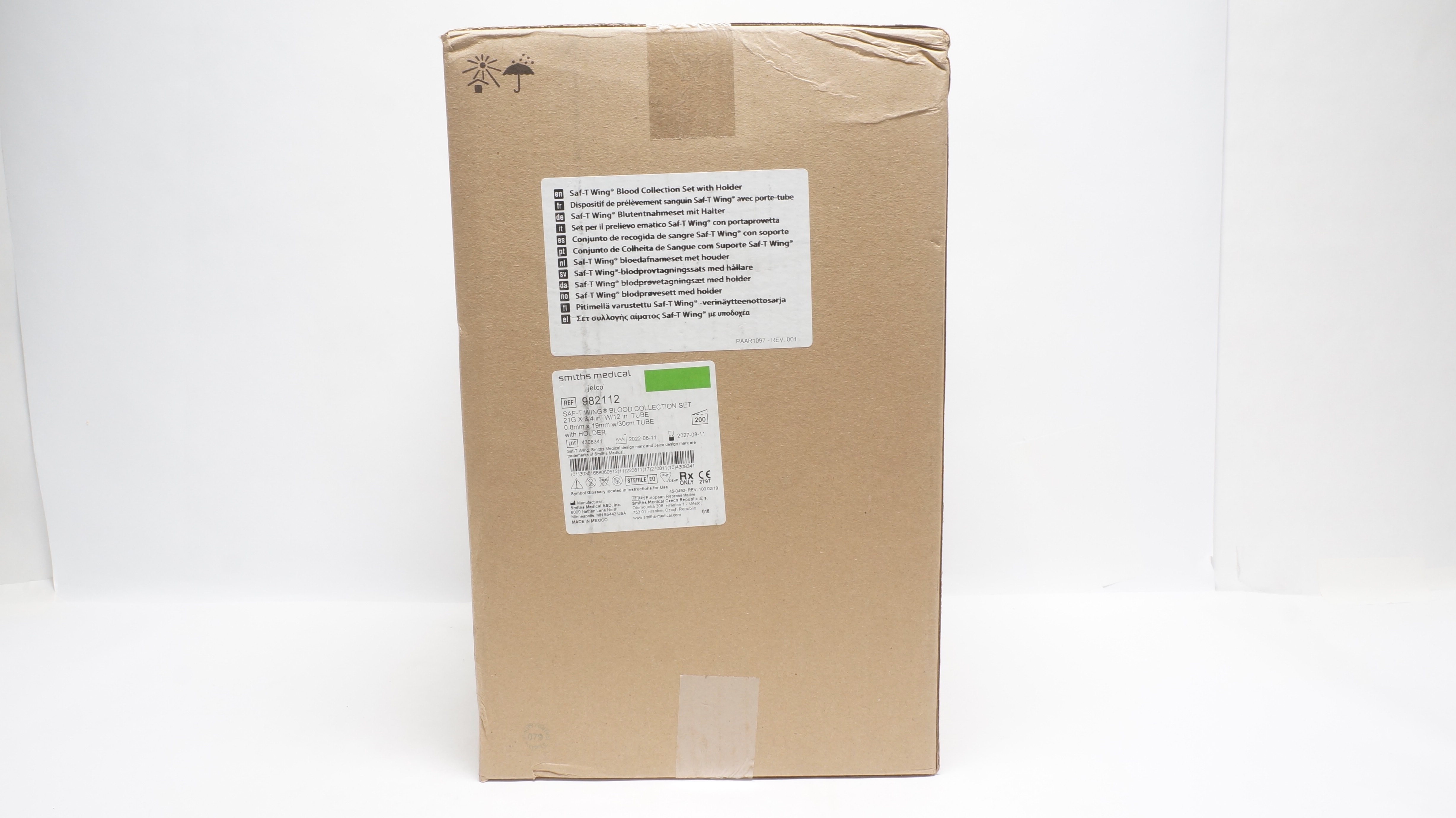 Smiths Medical 982112D Safety-T-Wing Blood Collection Set 21Gx3/4in - Box of 200