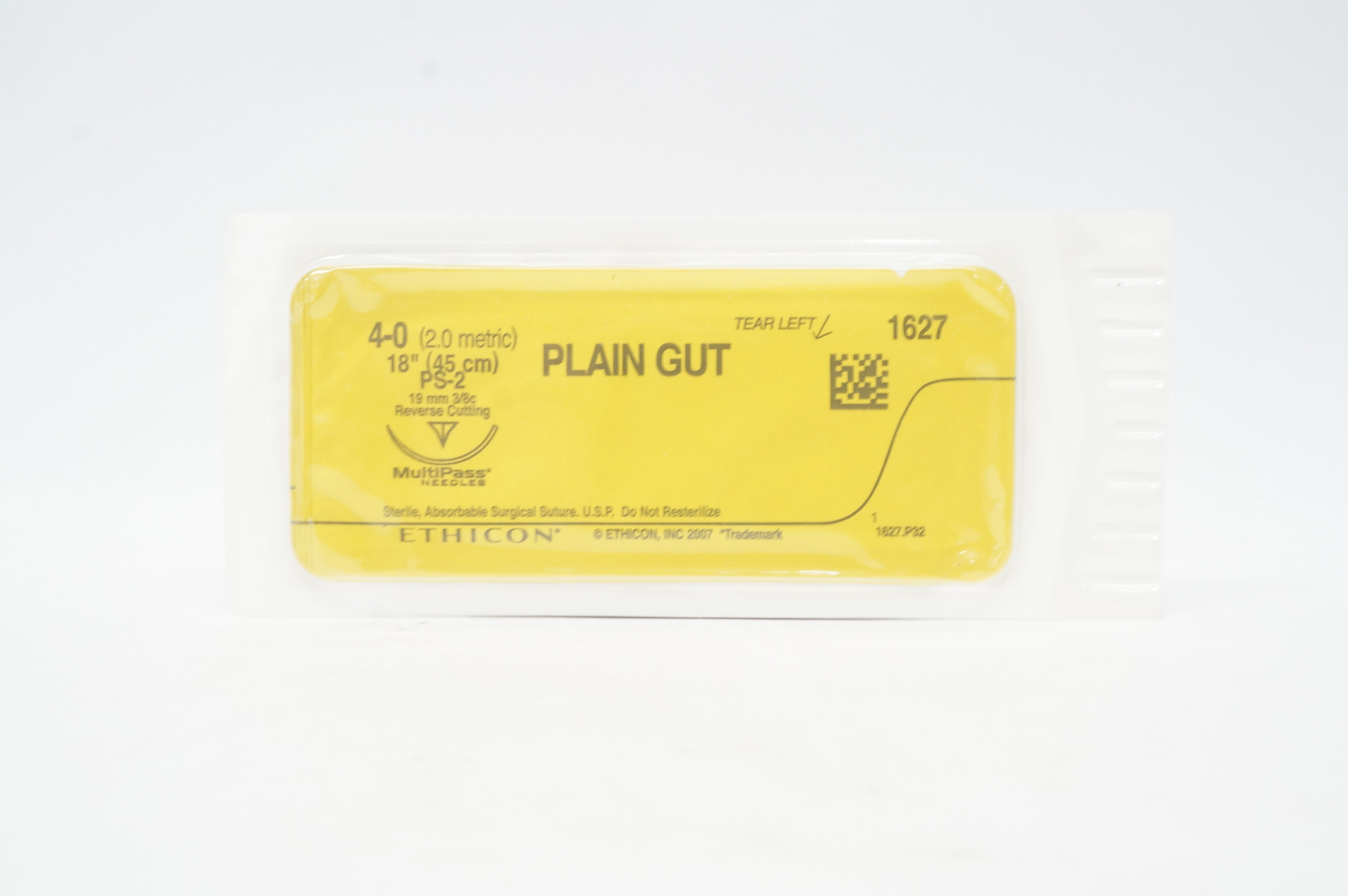 Ethicon 1627 4-0 Plain Gut PS-2 19mm 3/8c Reverse Cutting 18 inch (x)
