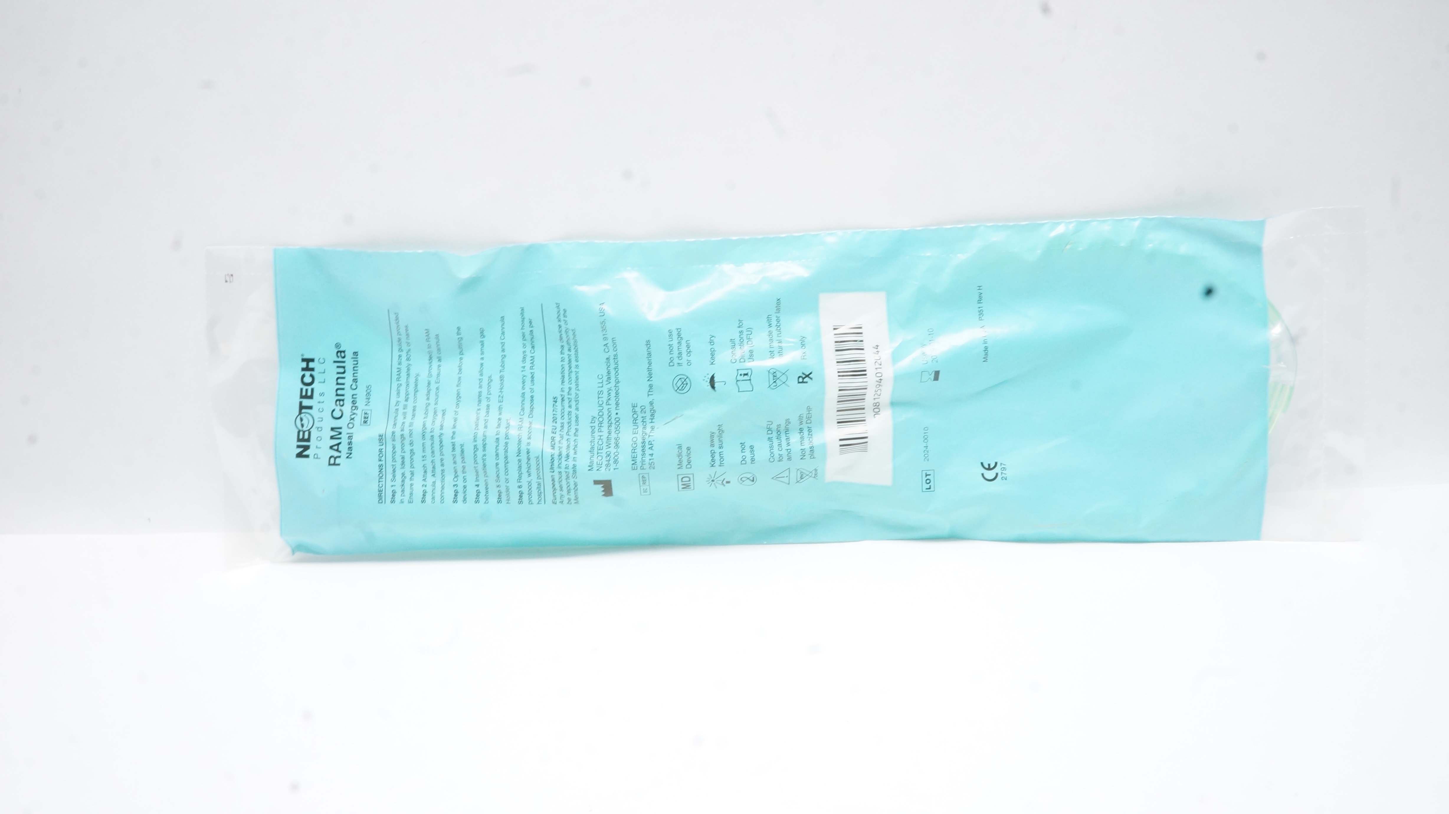 Neotech N4905 RAM Cannula Nasal Oxygen Cannula, Teal
