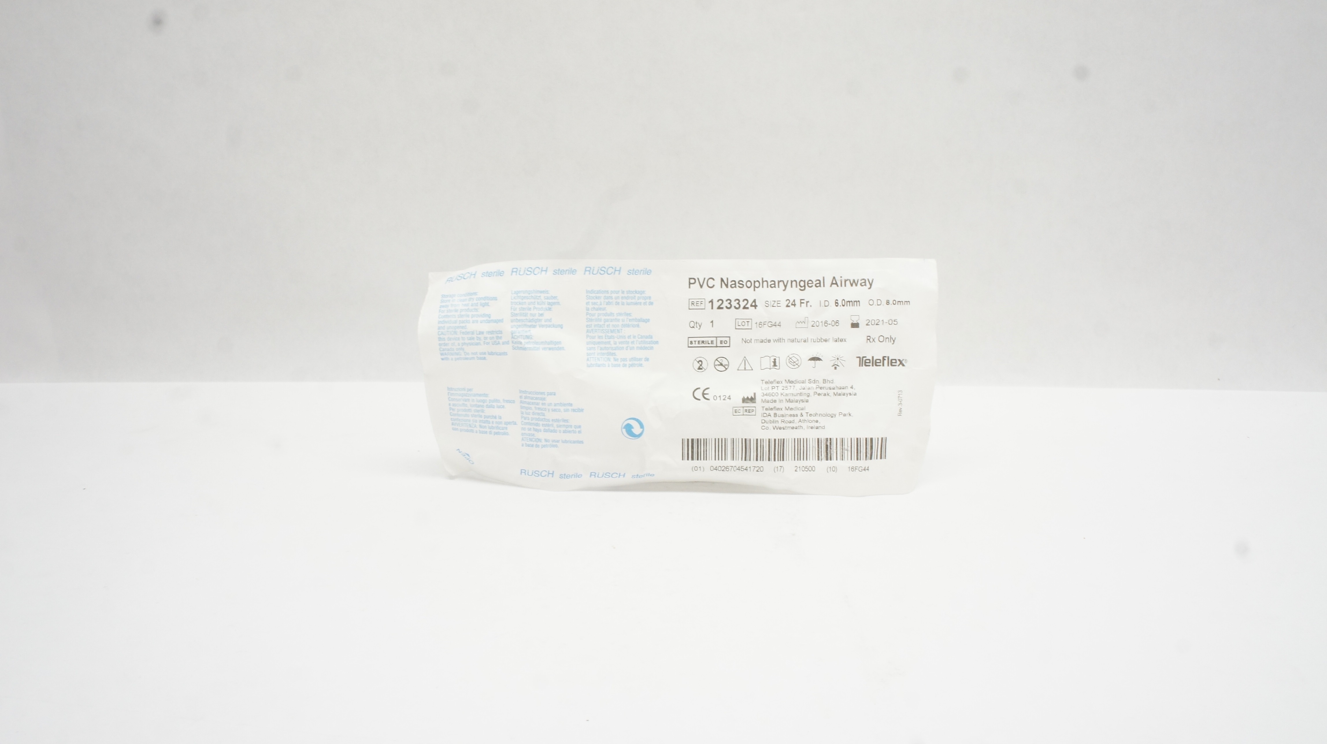 Teleflex 123324 Rusch PVC Nasopharyngeal Airway 24 Fr x 6.0mm ID x 8.0mm OD (x)