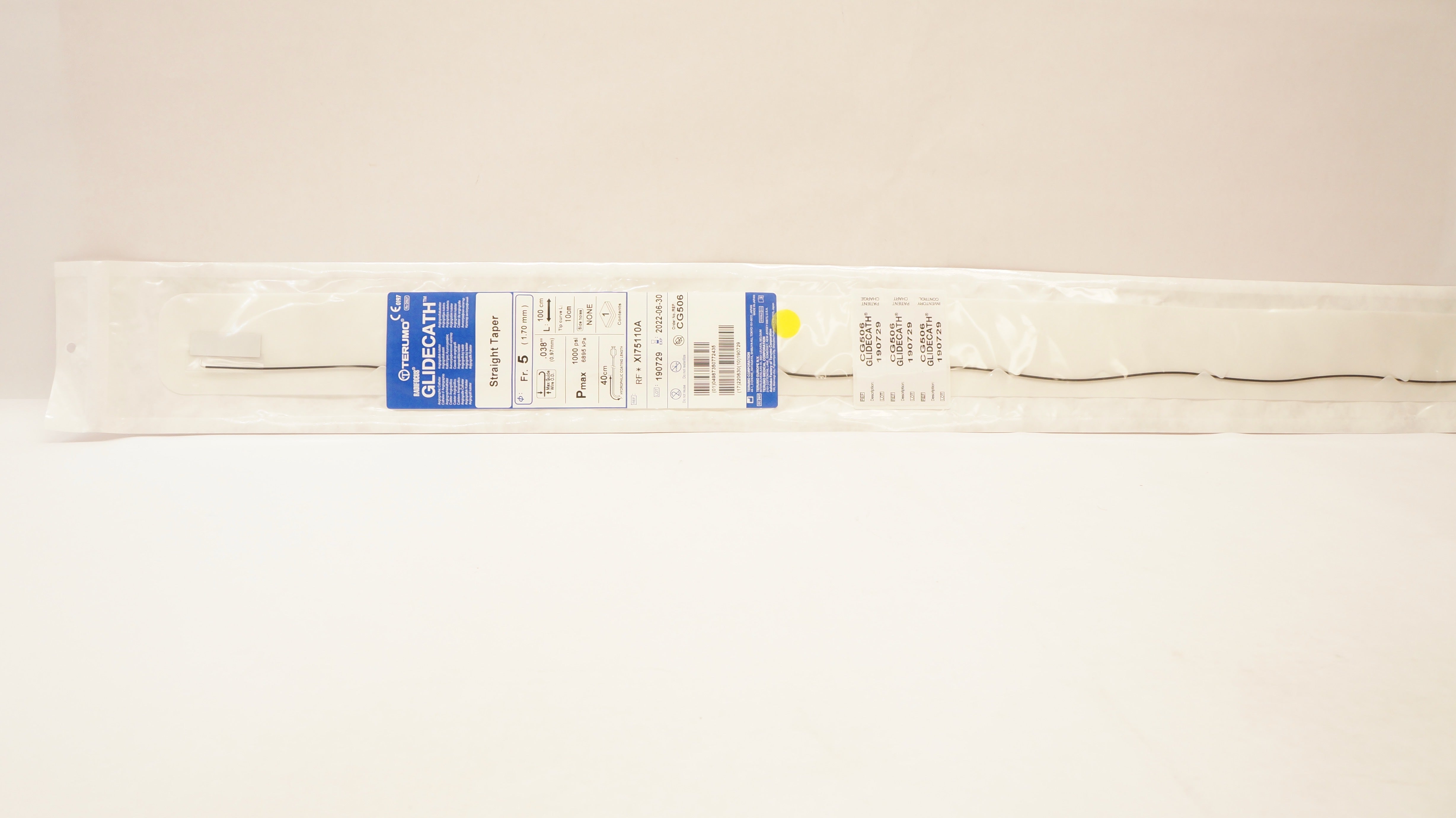 Terumo XI75110A Radifocus Glidecath Angiographic Cath. 5Fr x .038inch x 100cm(x)