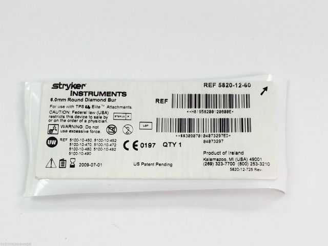 5820-12-60 ~ Stryker Round Diamond Bur 6.0mm (x)  