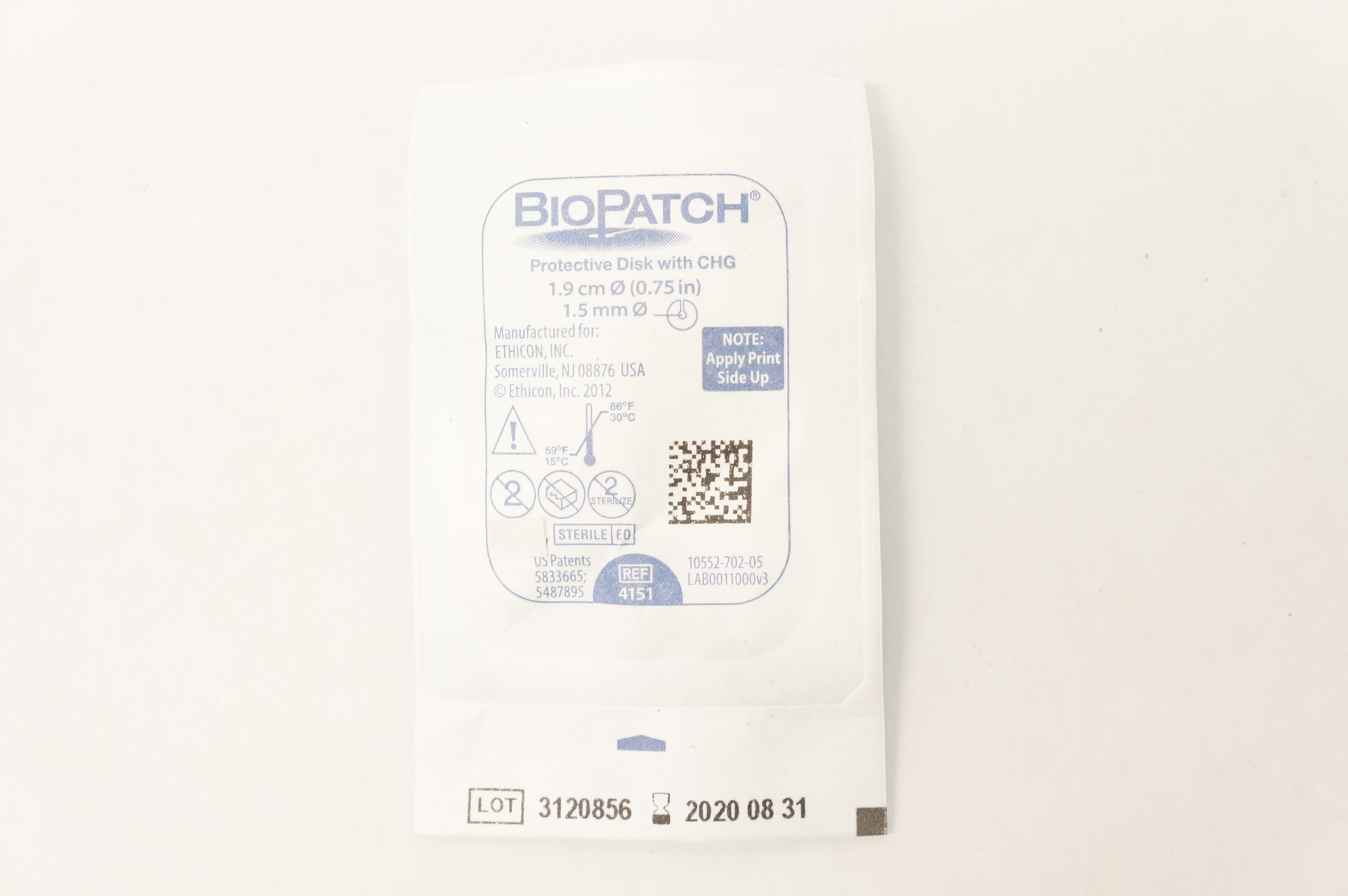 Ethicon 4151 BioPatch Protective Disk with CHG 0.75 inch x 1.5 mm (x)