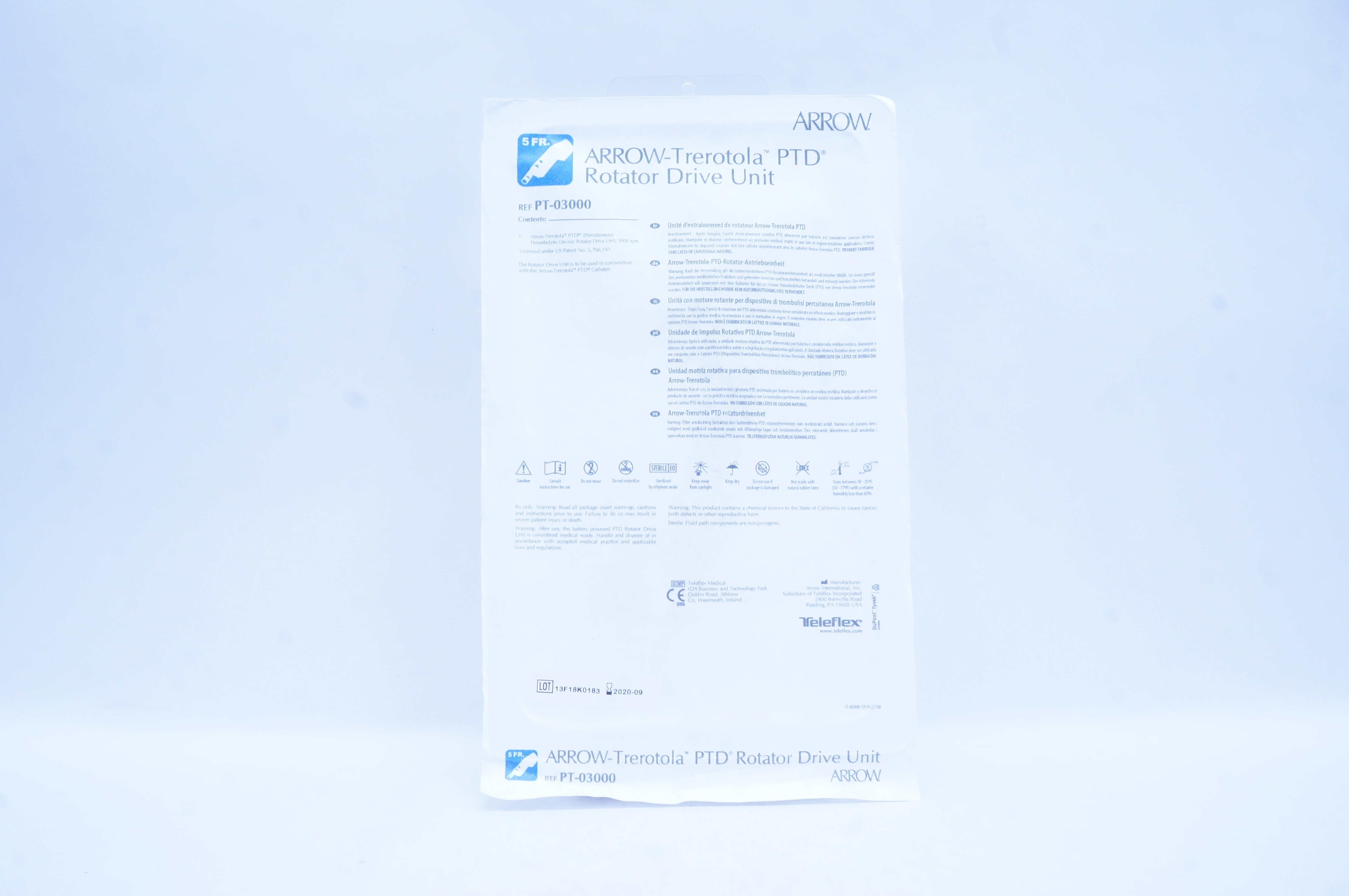 Teleflex PT-03000 Arrow-Trerotola PTD Rotator Drive Unit 5Fr  (x)