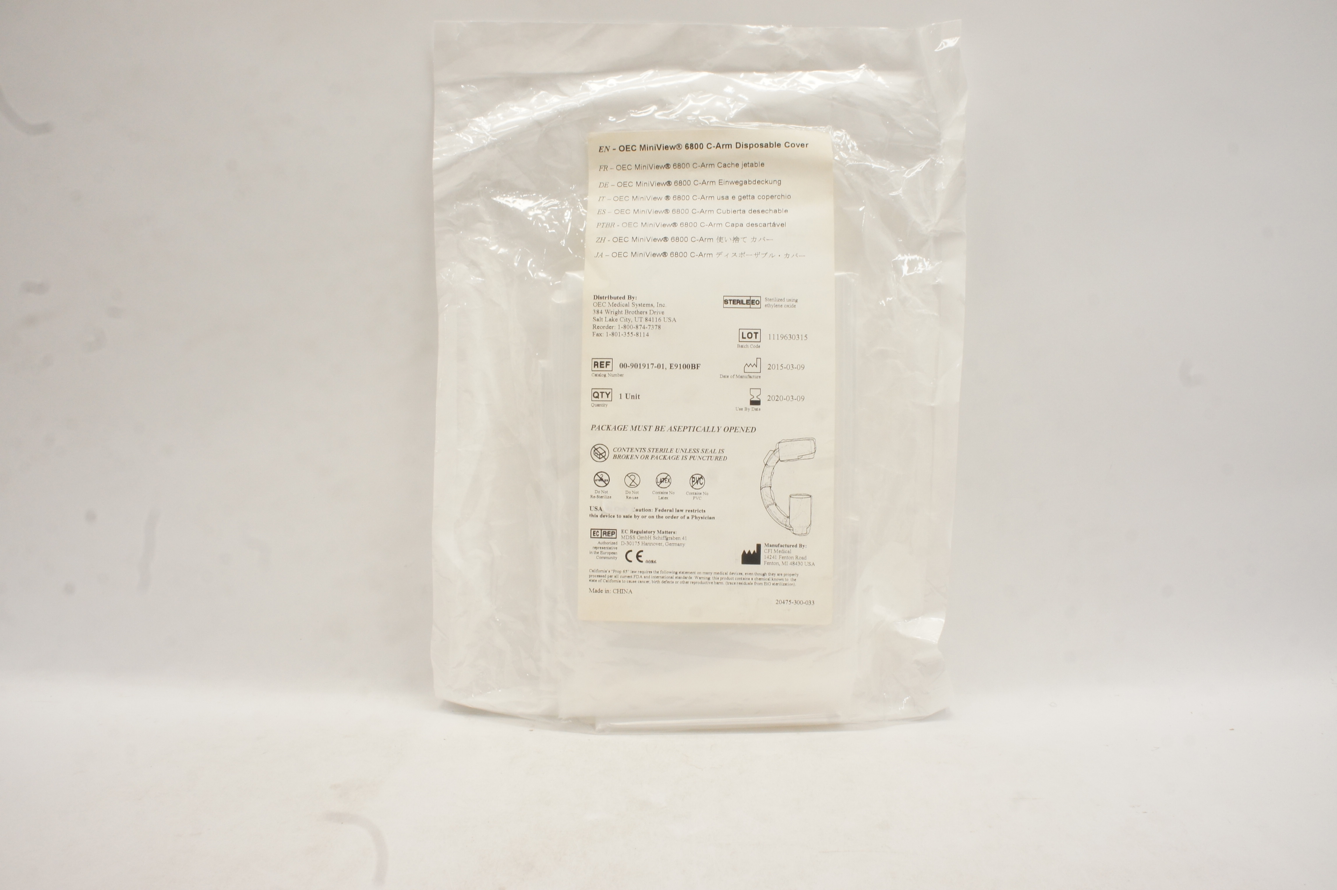 CFI Medical 00-901917-01 E9100BF EN-OEC MiniView 6800 C-Arm Disposable Cover (x)