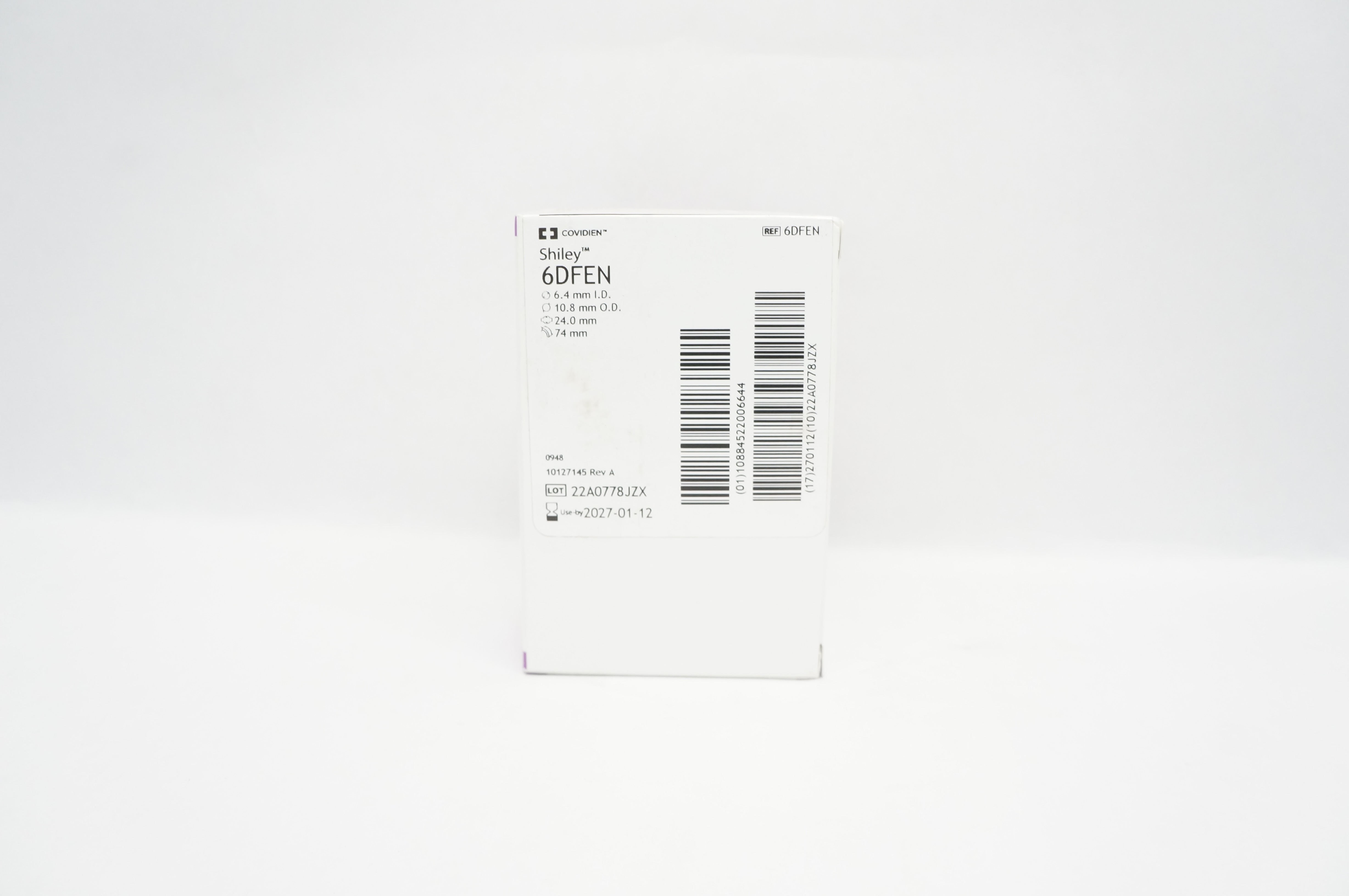 Covidien 6DFEN Shiley Tracheostomy Tube Cuffed 6.4 ID x 10.8 OD x 24.0 x 74mm