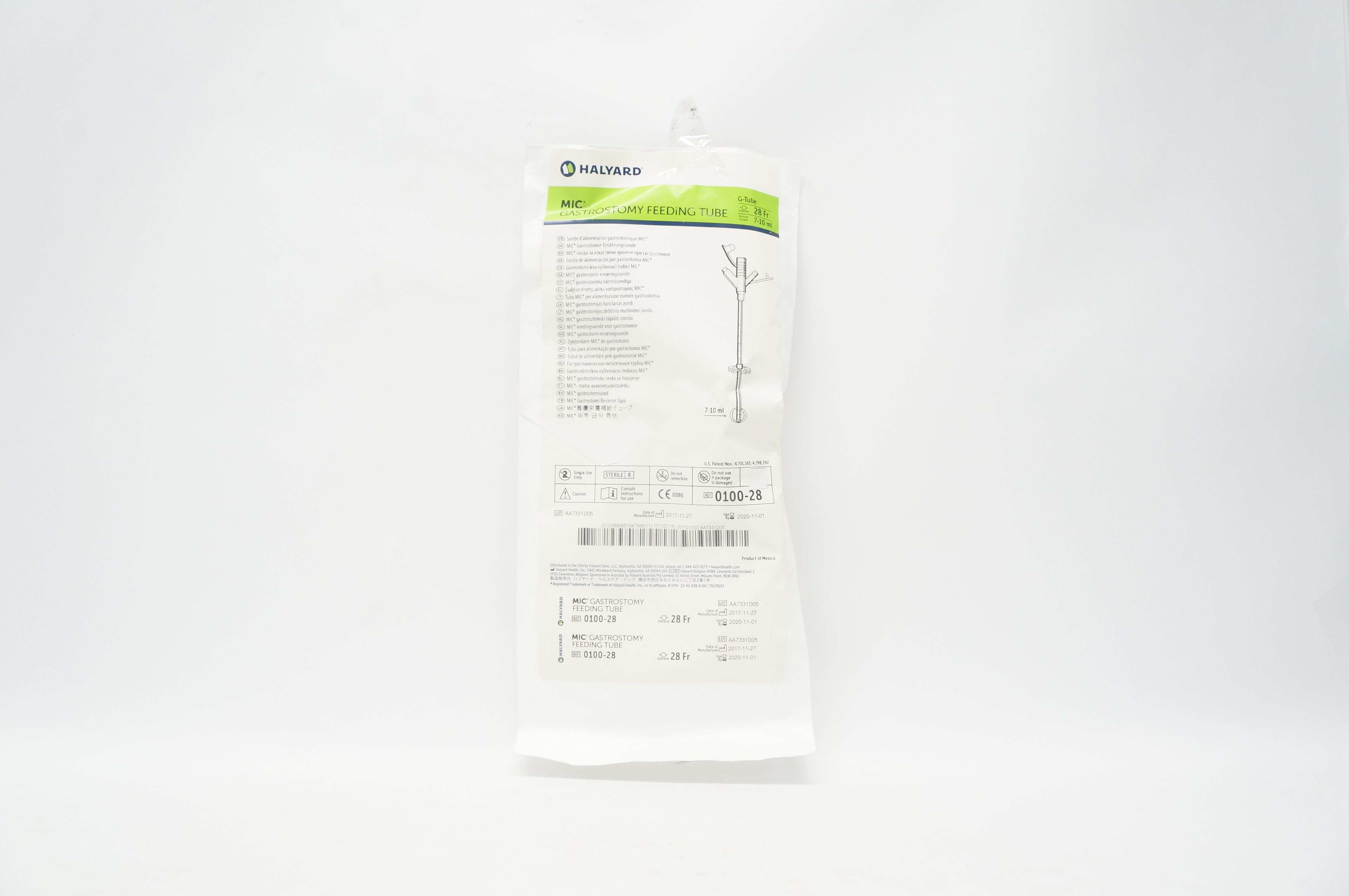 Halyard 0100-28 Mic Gastrostomy Feeding Tube 28Fr (x)