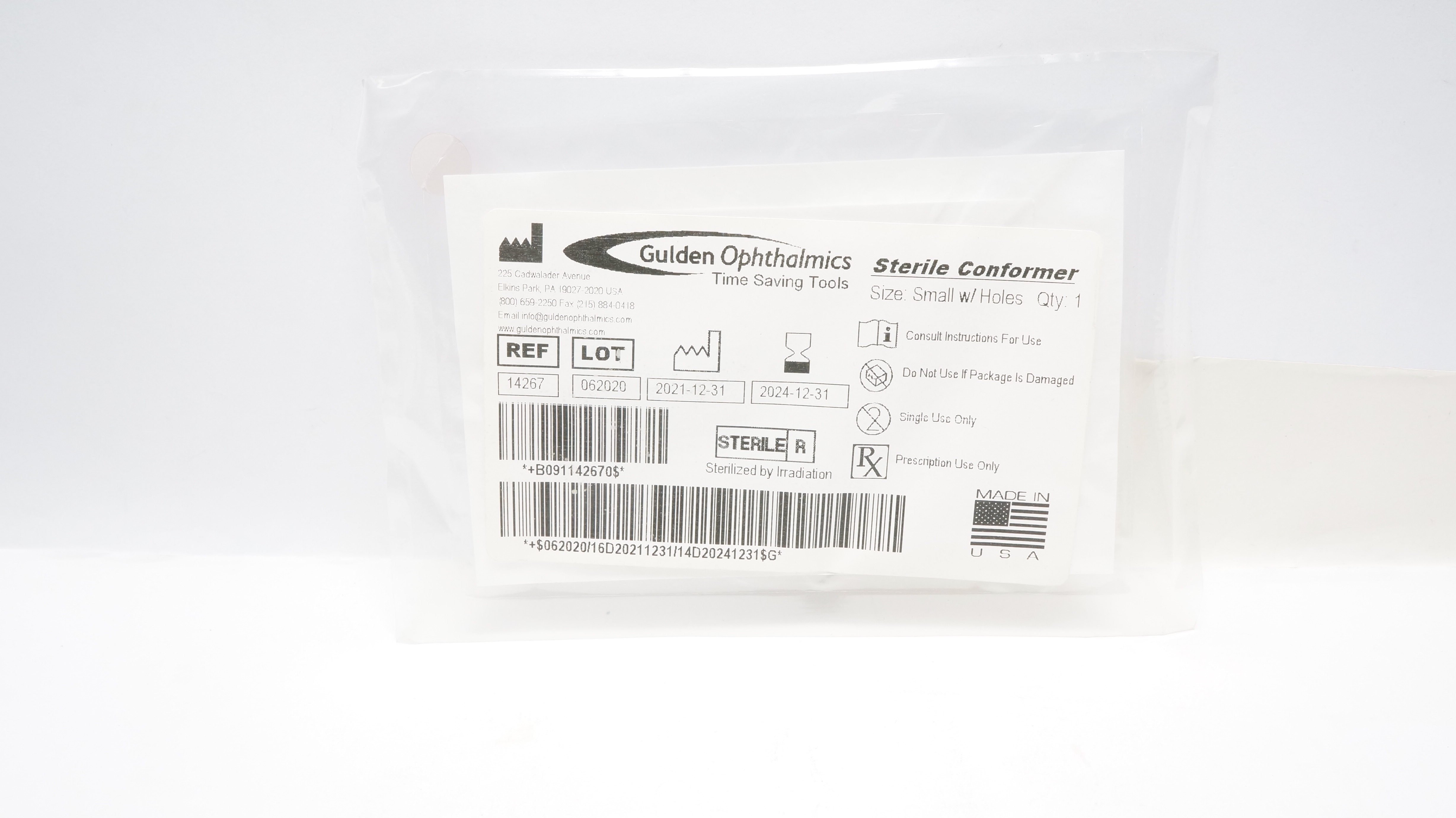 Gulden Opthalmics 14267 Sterile Conformer w/Holes, Small (x)