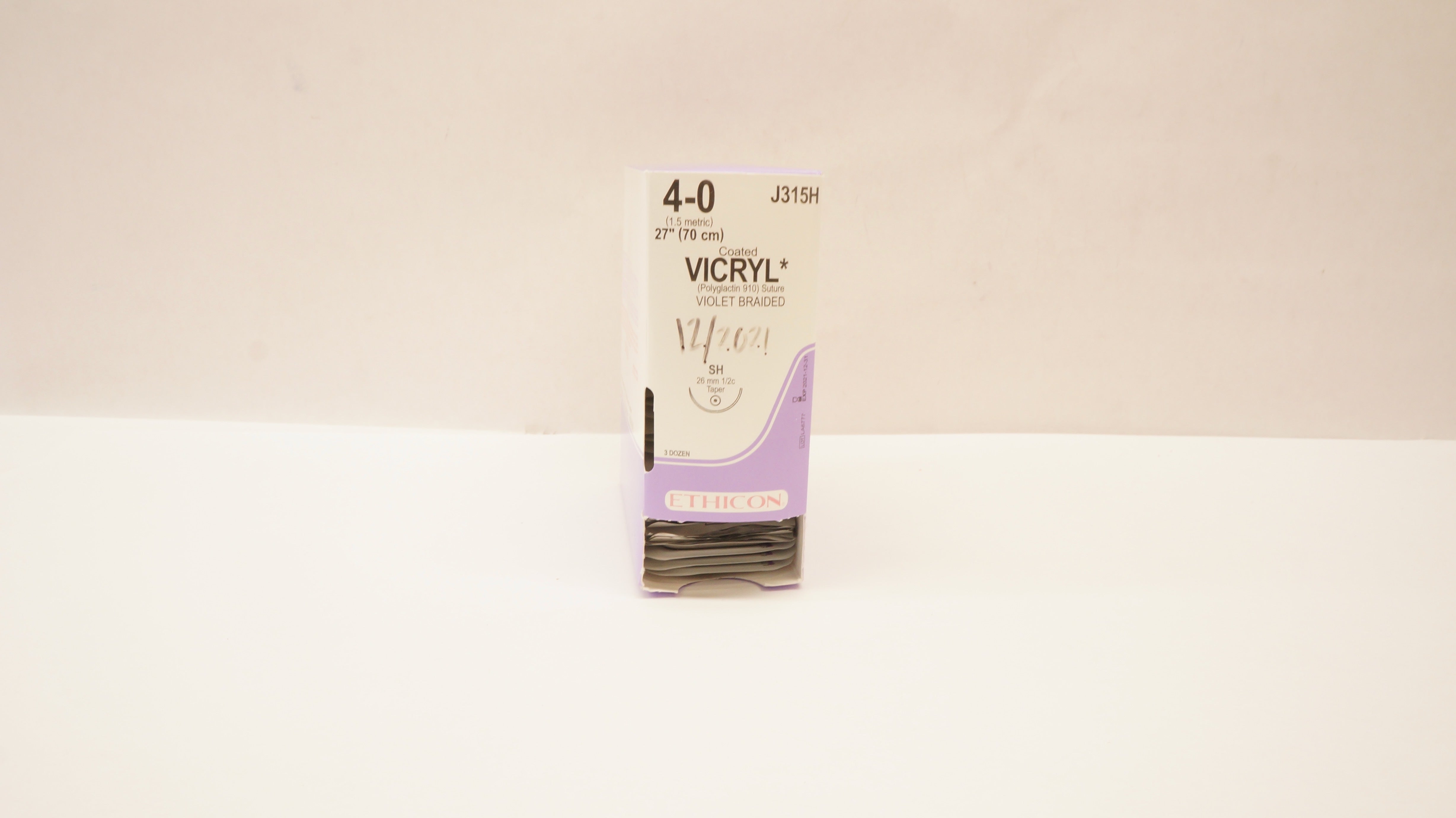 Ethicon J315H Coated Vicryl Suture Sh 26mm 1/2c Taper 27In - Box of 34 (x)