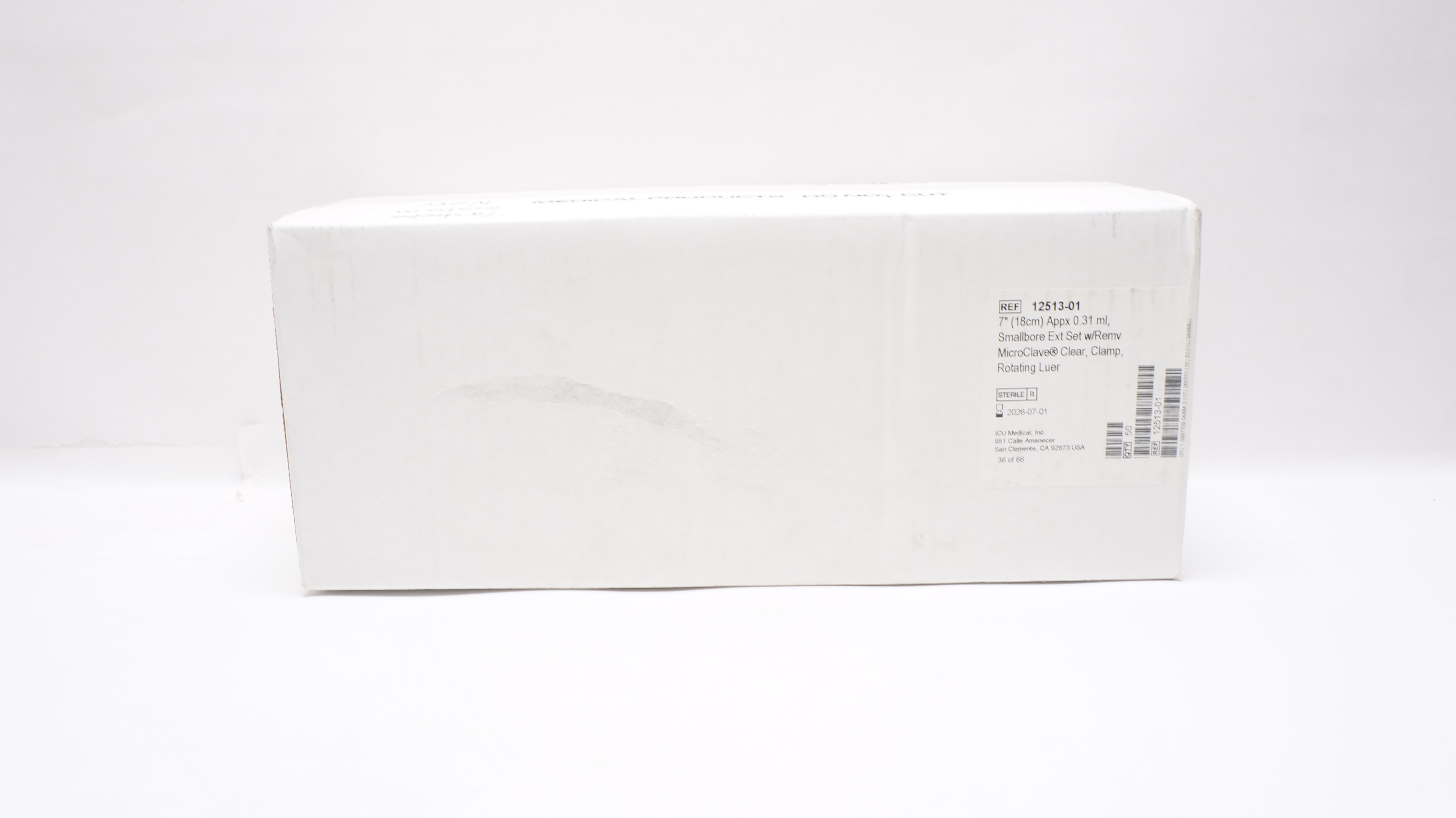 ICU Medical 12513-01 Smallbore Extension Set 7inch Approx. x 0.31ml - Box of 50