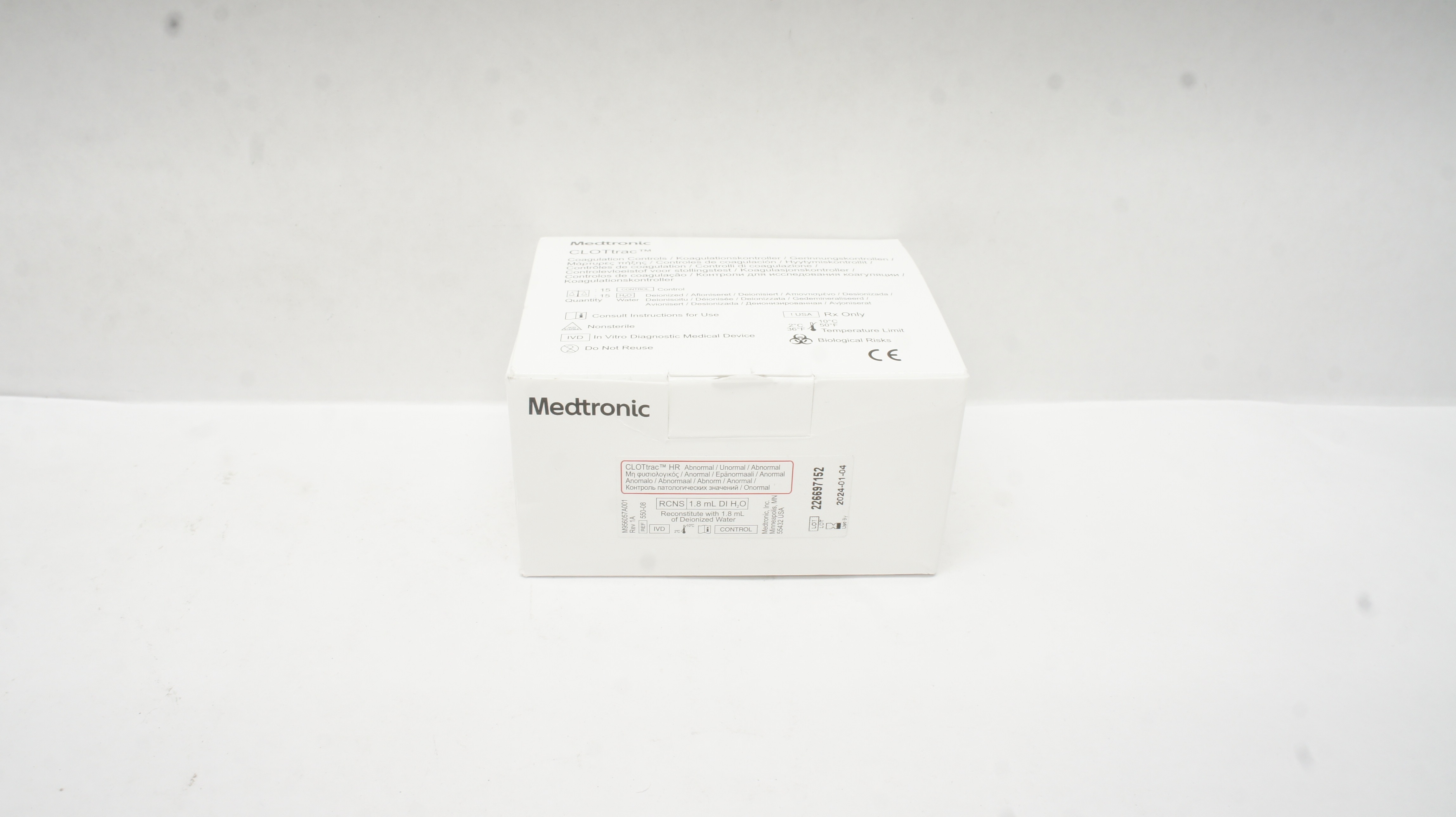 Medtronic 550-08 CLOTtrac HR Abnormal (x) - Box of 15