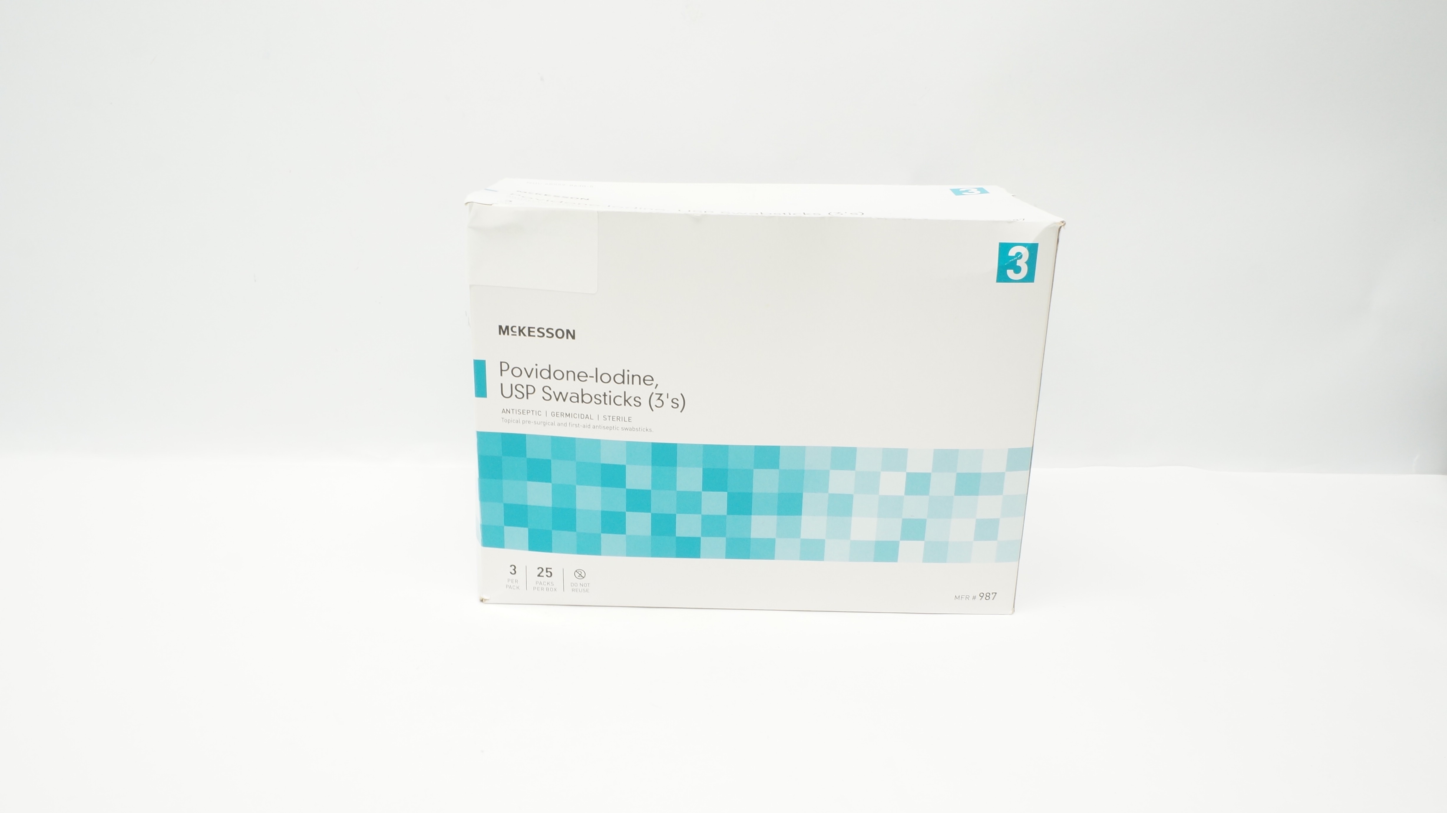 McKesson 987 Povidone-Iodine, USP Swabstick (3's) - Box of 25