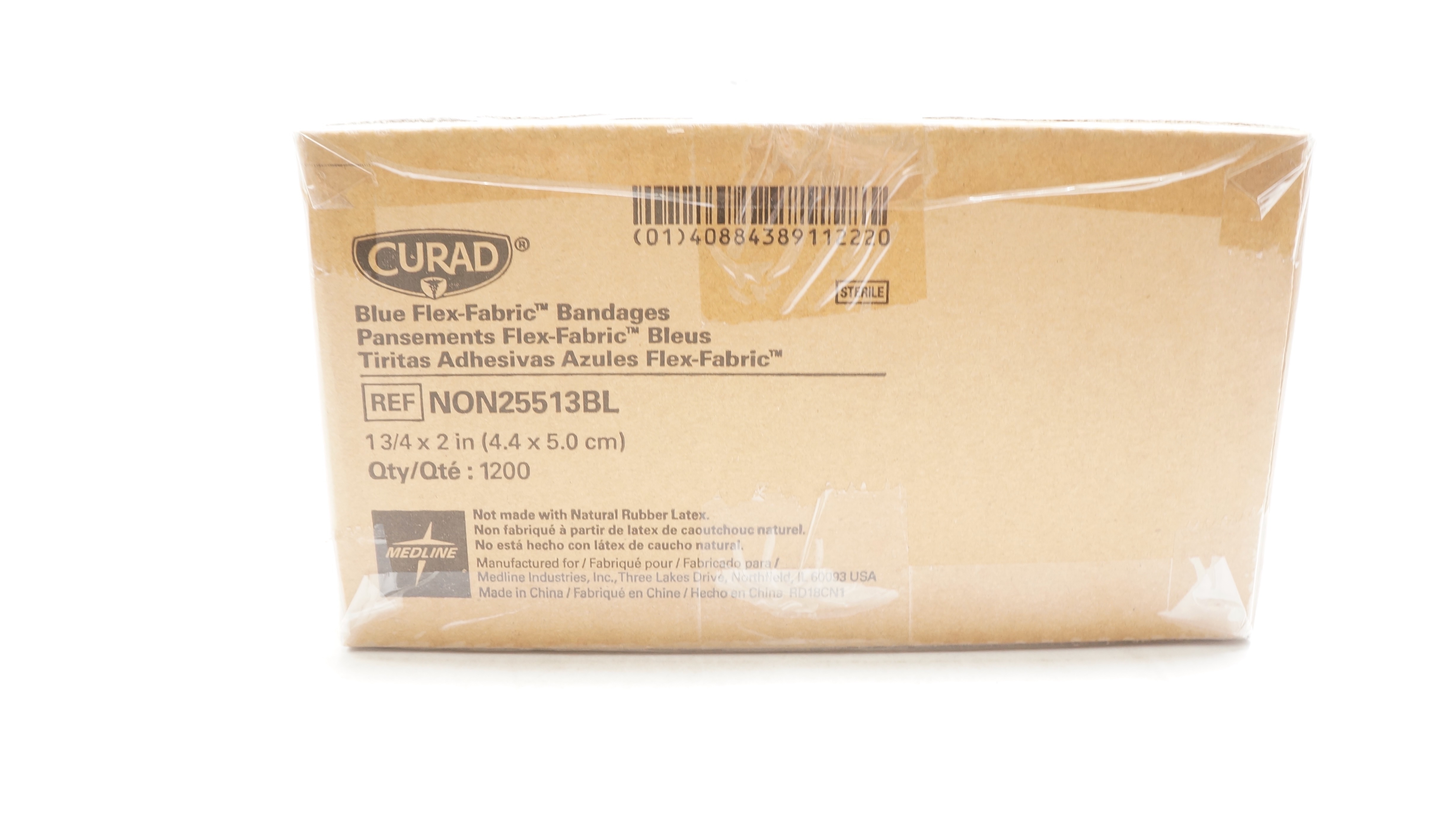 Medline NON25513BL Curad Blue Flex-Fabric Bandages 1-3/4 x 2inch - Box of 1200