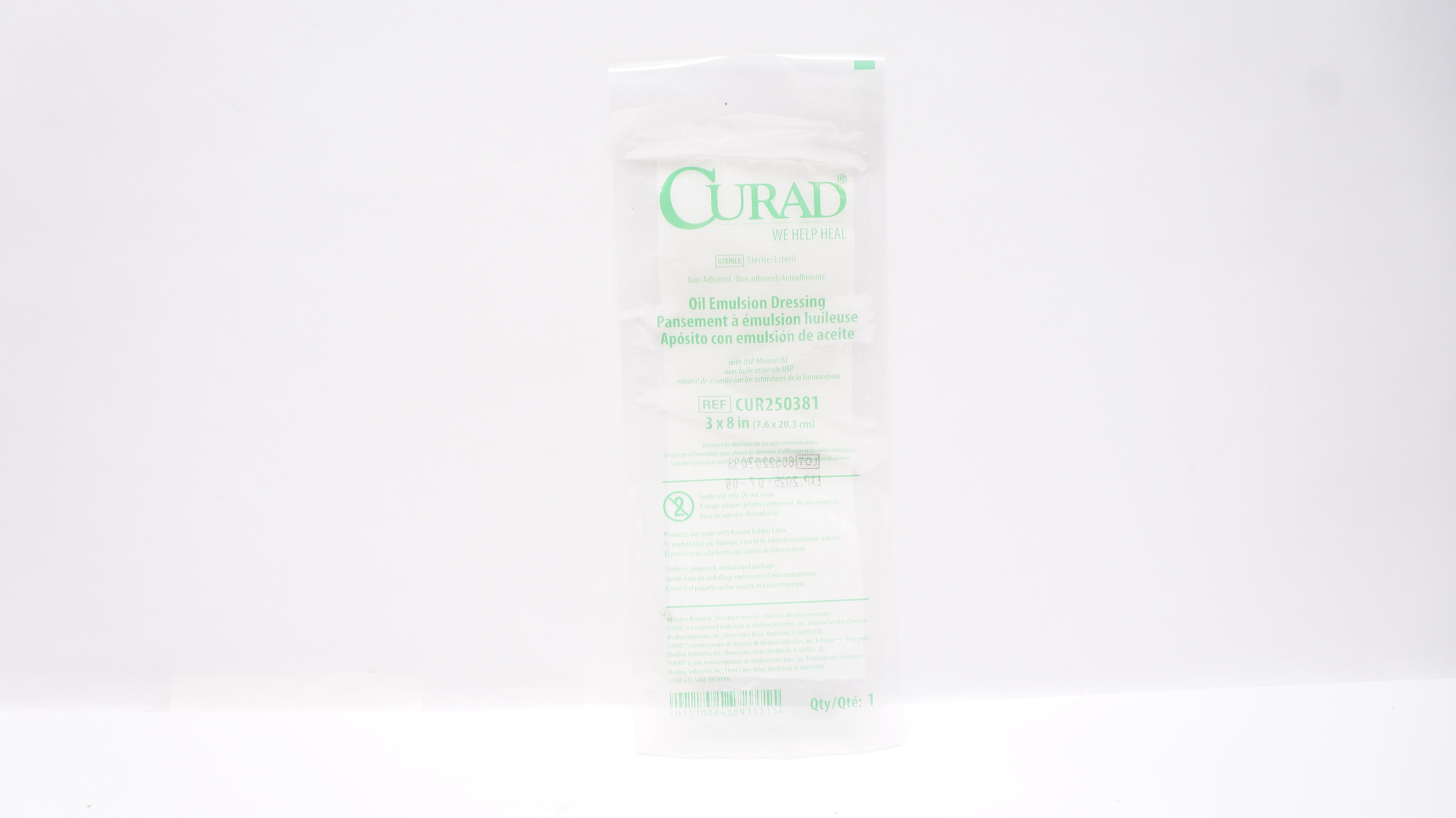 Medline CUR250381 Curad Oil Emulsion Dressing 3 inch x 8 inch