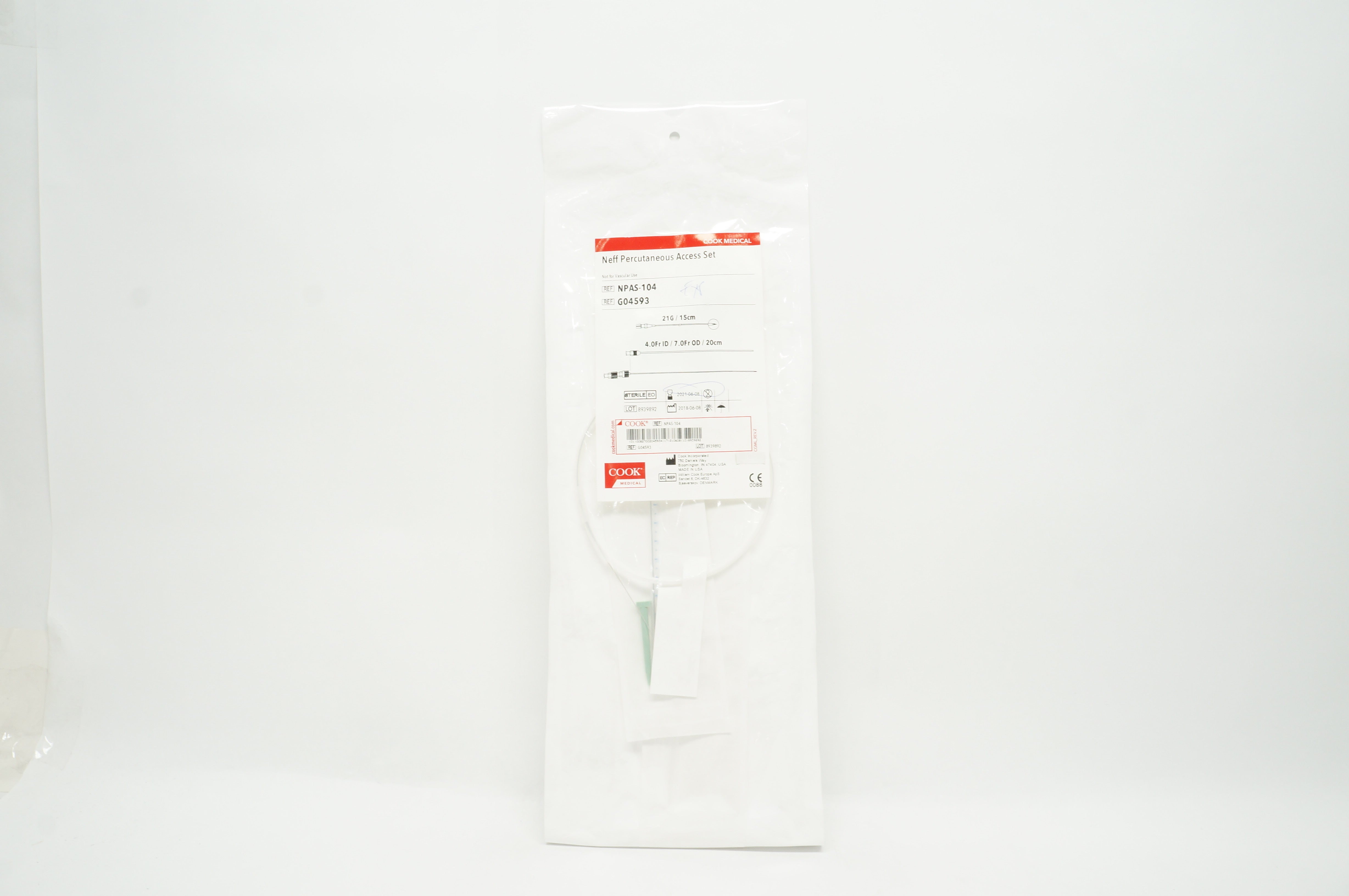 Cook Medical G04593 Neff Percutaneous Access Set 21Gx15cm 4.0Fr x 7.0Fr x20cm(x)