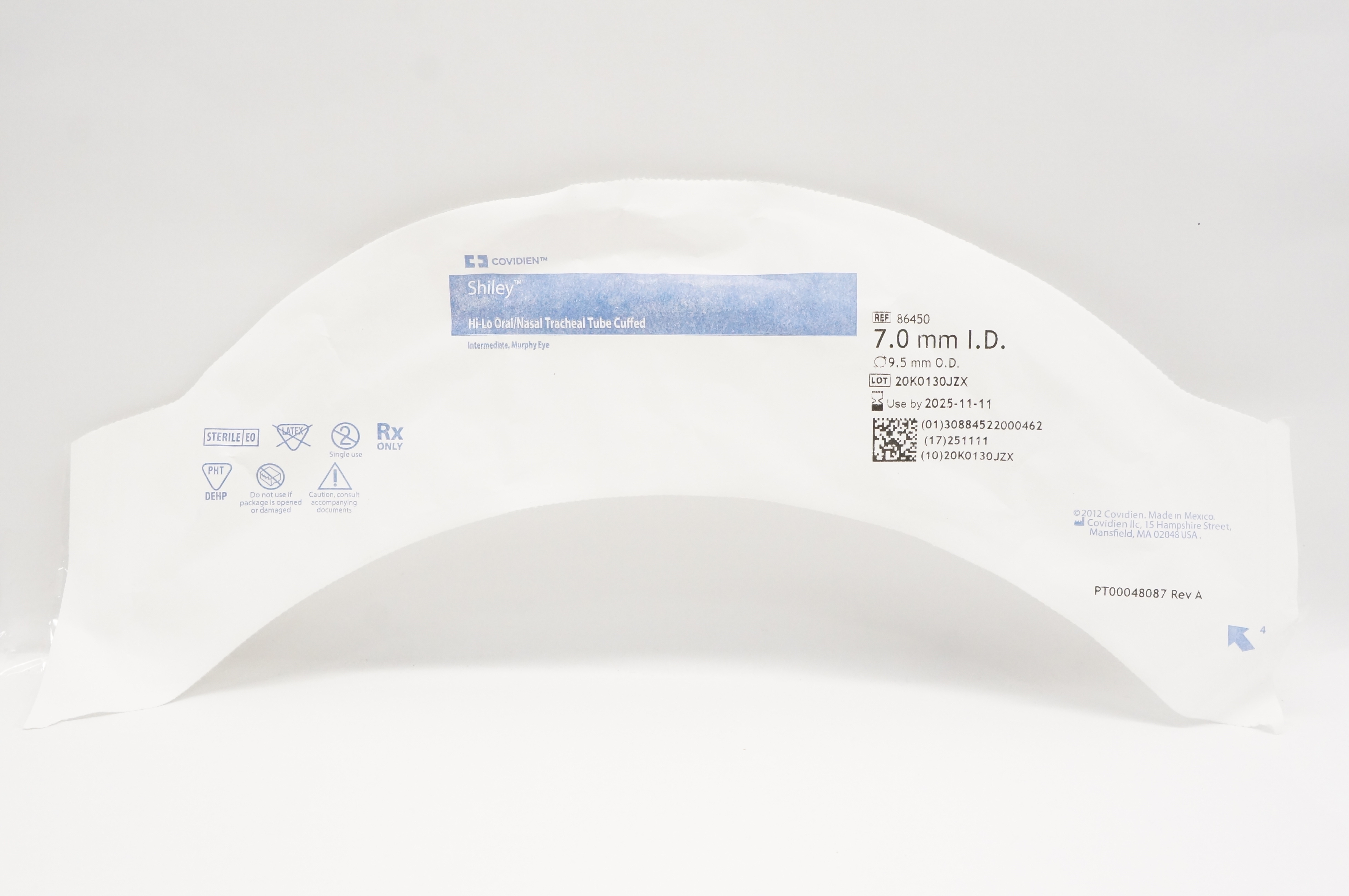 Covidien 86450 Shiley Hi-Lo Oral/Nasal Tracheal Tube 7mm x 9.5mm