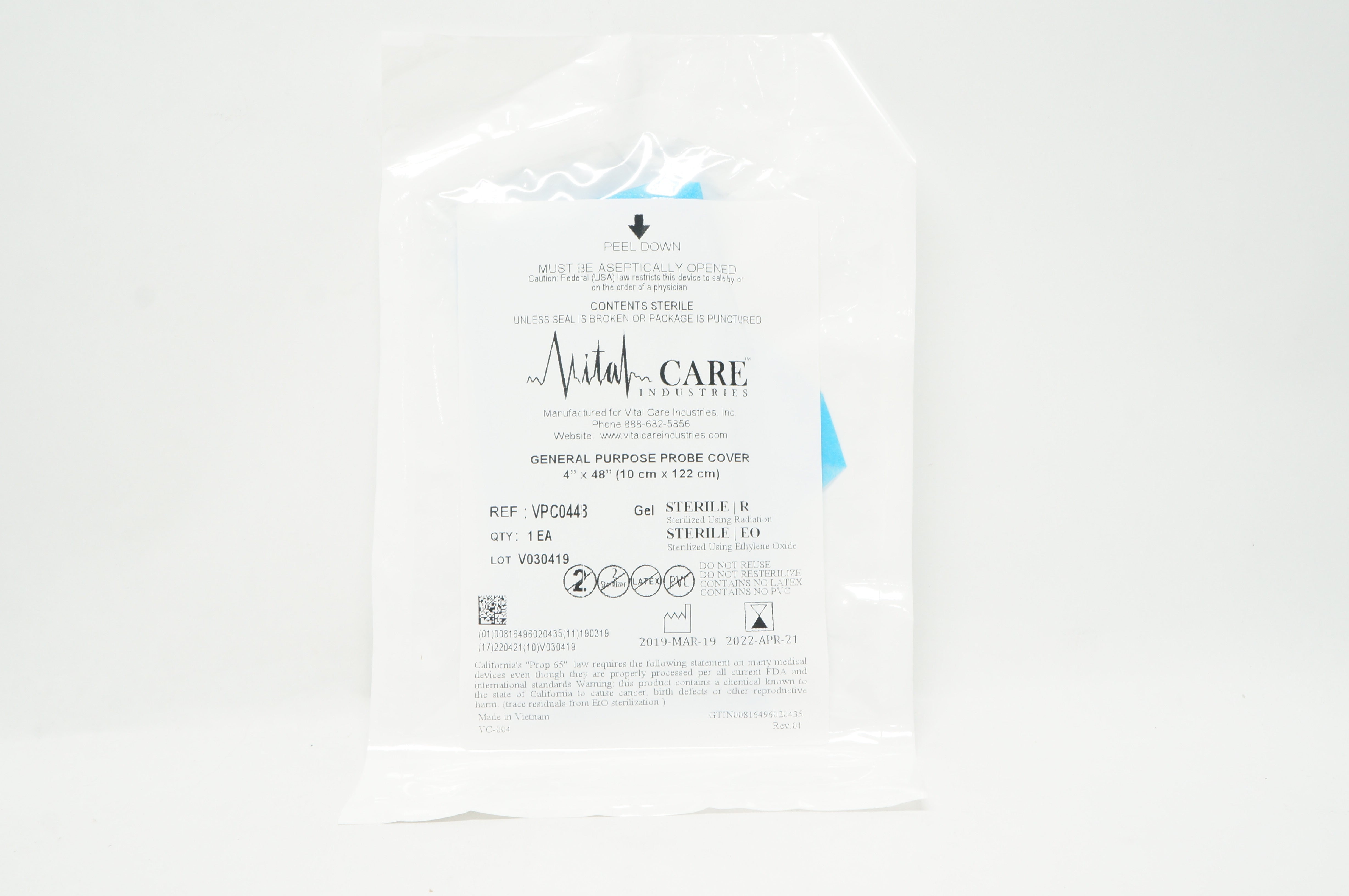 Vital Care VPC044B General Purpose Probe Cover 4inch x 48inch