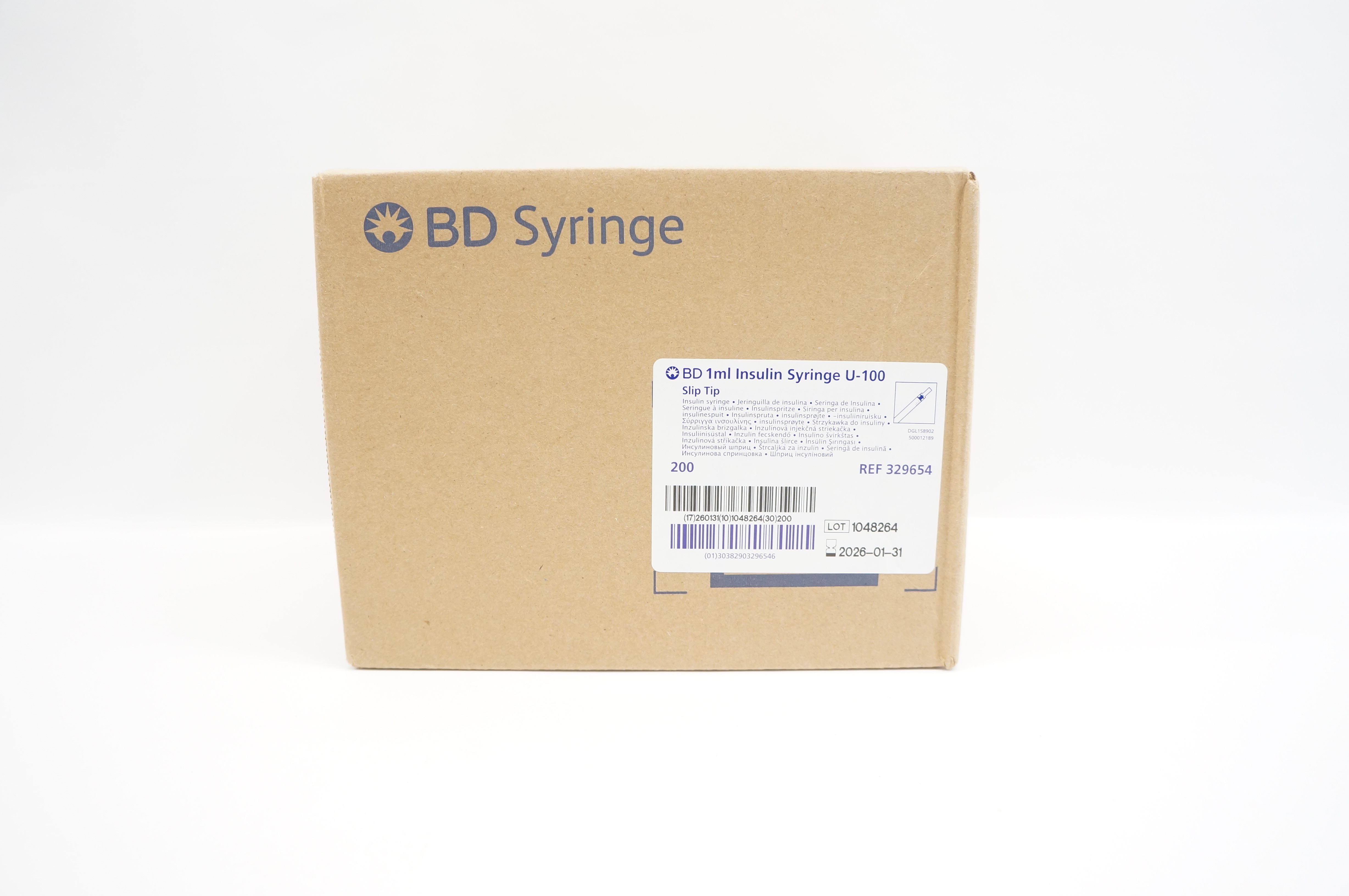 BD 329654 1ml Insulin Syringe U-100 Slip Tip - Case of 200
