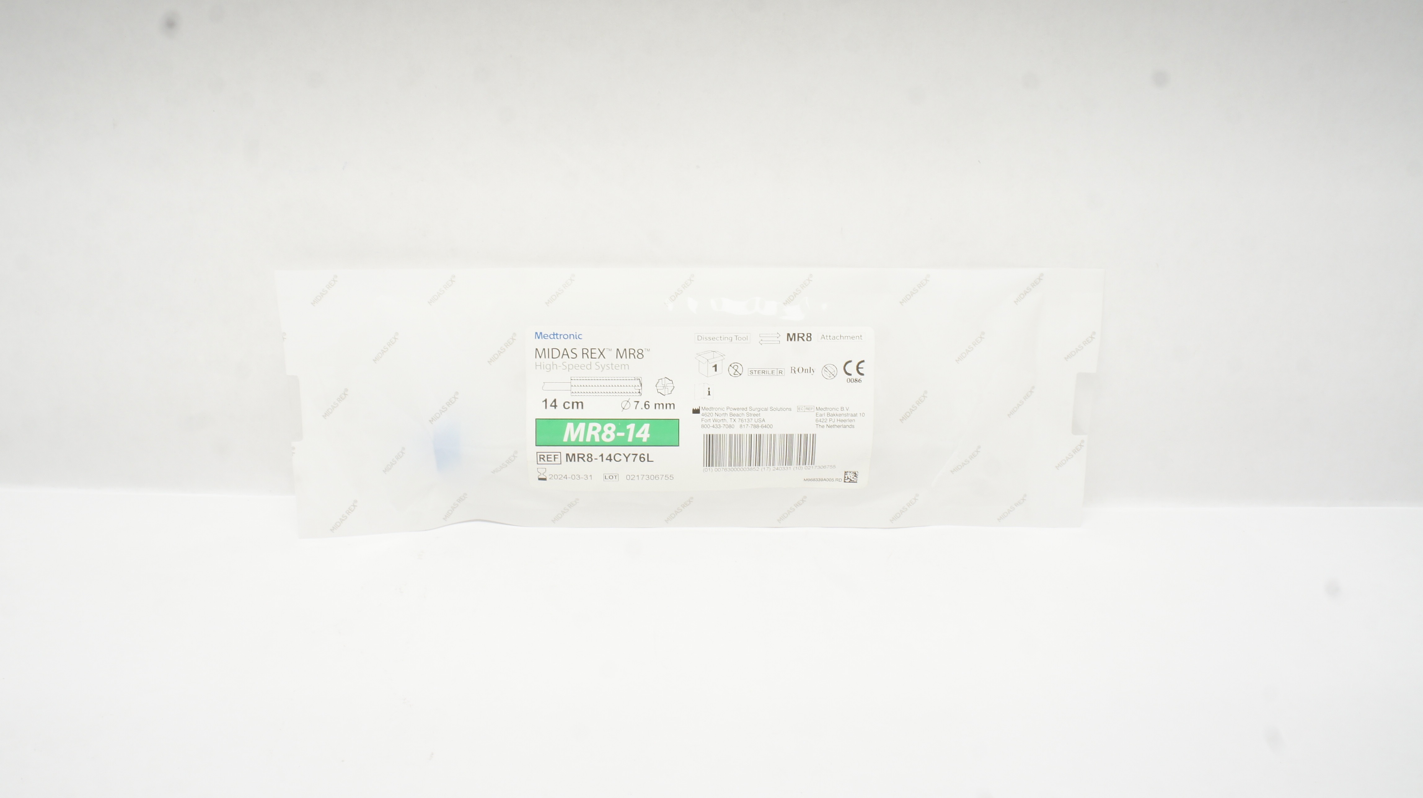 Medtronic MR8-14CY76L MIDAS Rex MR8-14 High Speed System 14cm x 7.6mm (x)