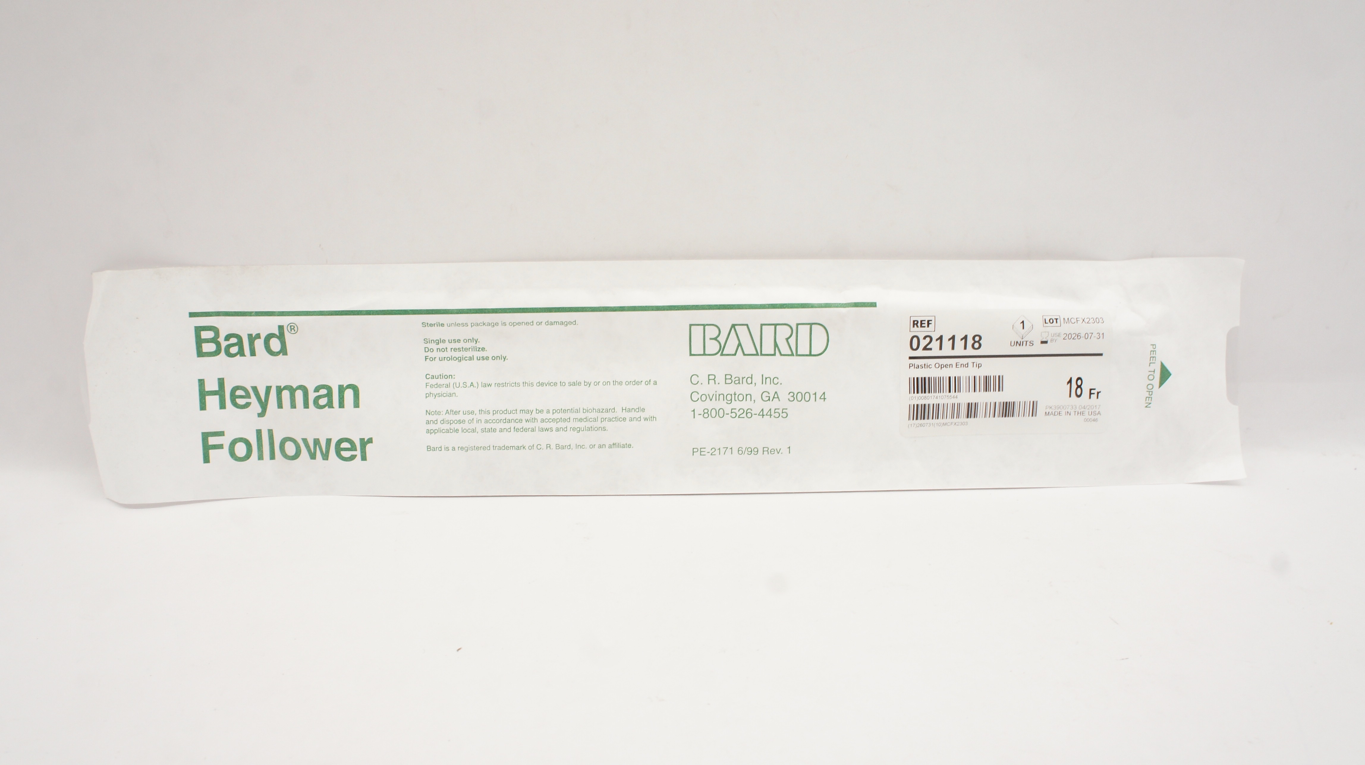 Bard 021118 Heyman Follower Straight Tip 18 Fr.