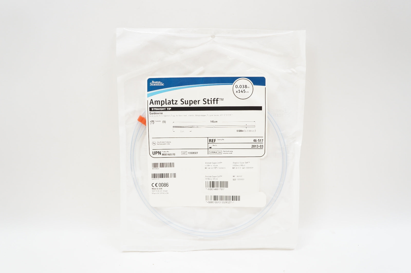 Boston Scientific 46-517 Amplatz Super Stiff Guidewire Straight 0.038inx145cm(x)