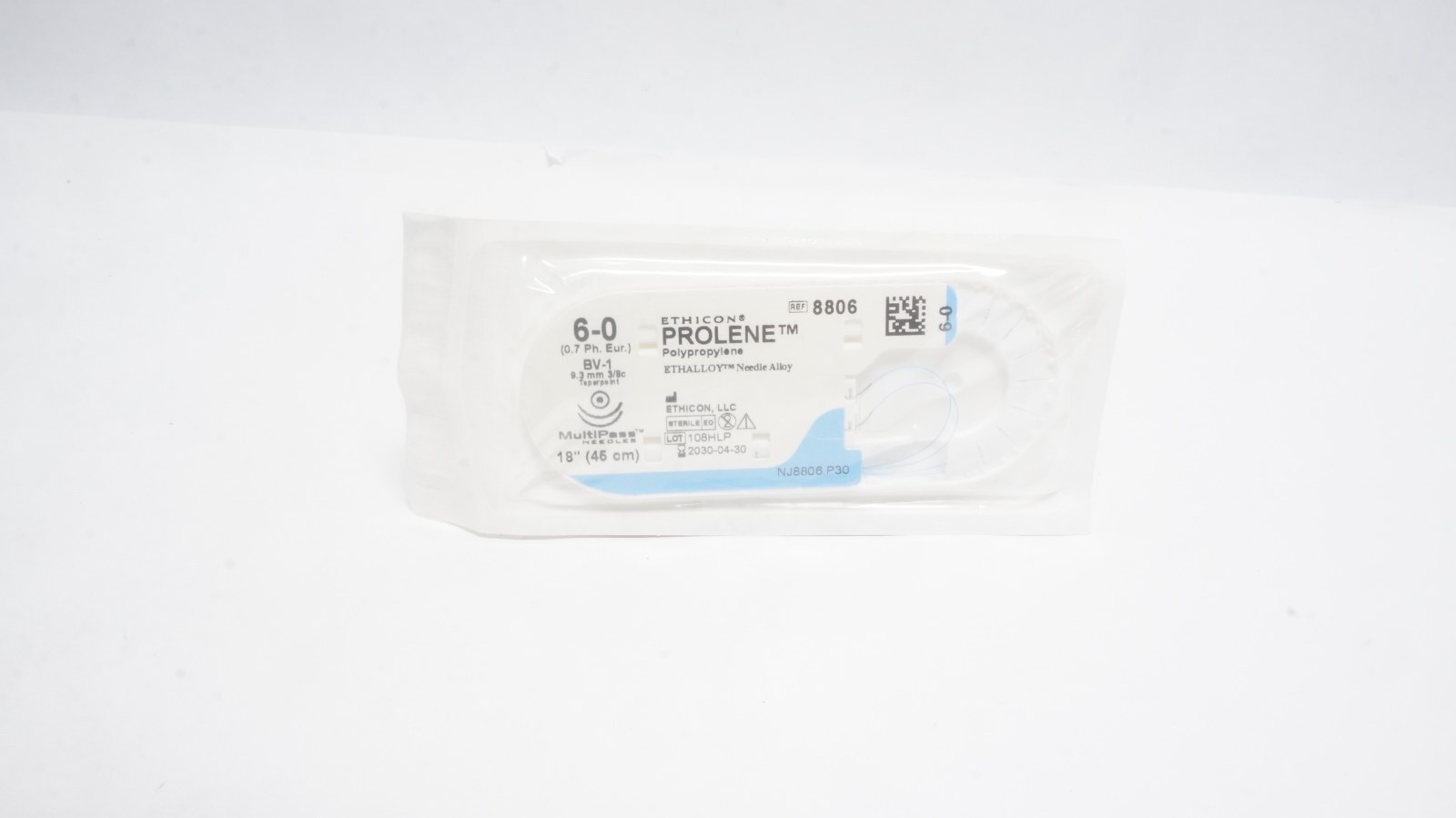 Ethicon PROLENE 8806 6-0 Polypropylene Suture BV-1 18"