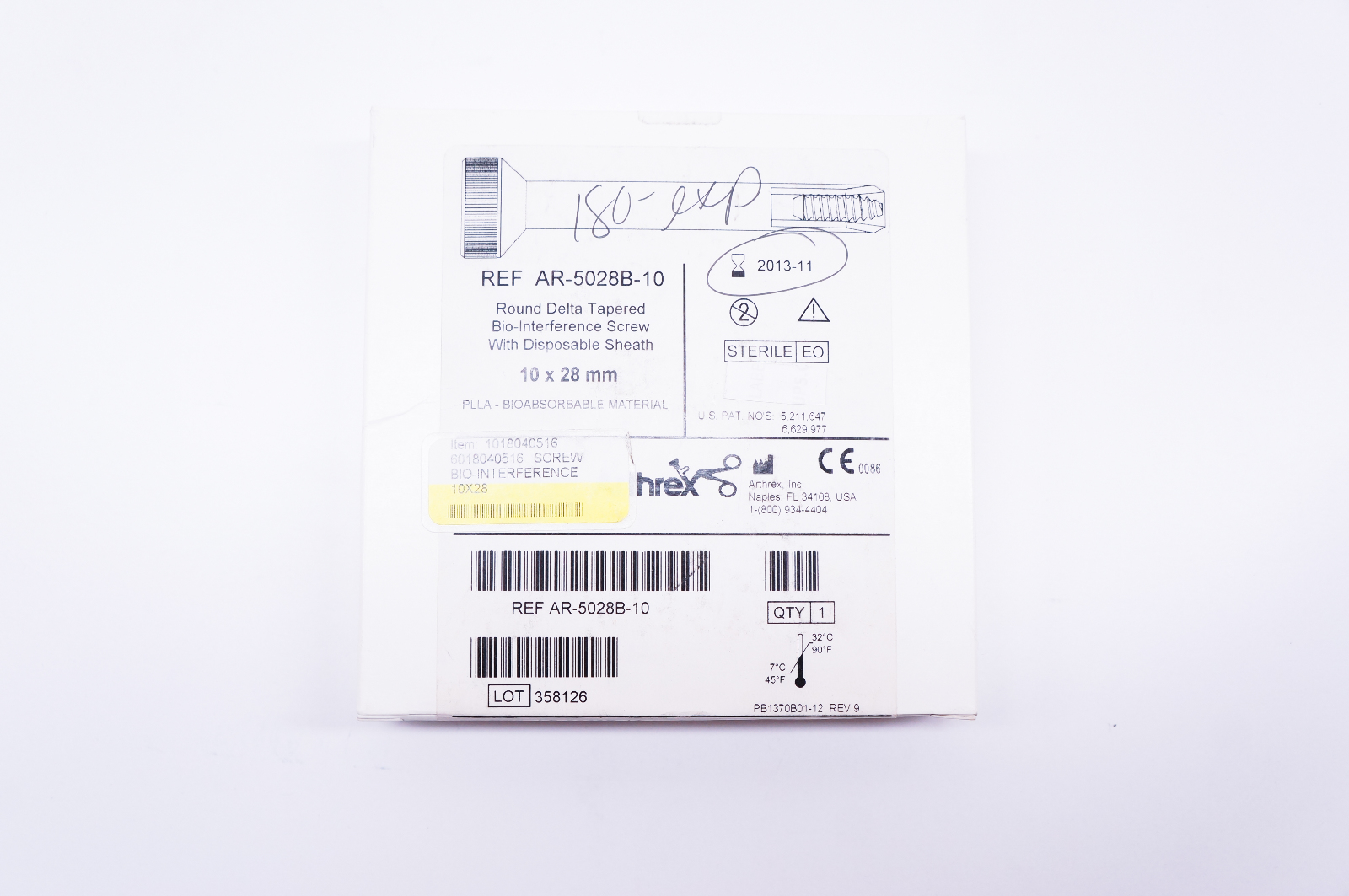 Arthrex AR-5028B-10 Round Delta Tapered Bio-Interference Screw 10 x 28mm (x)