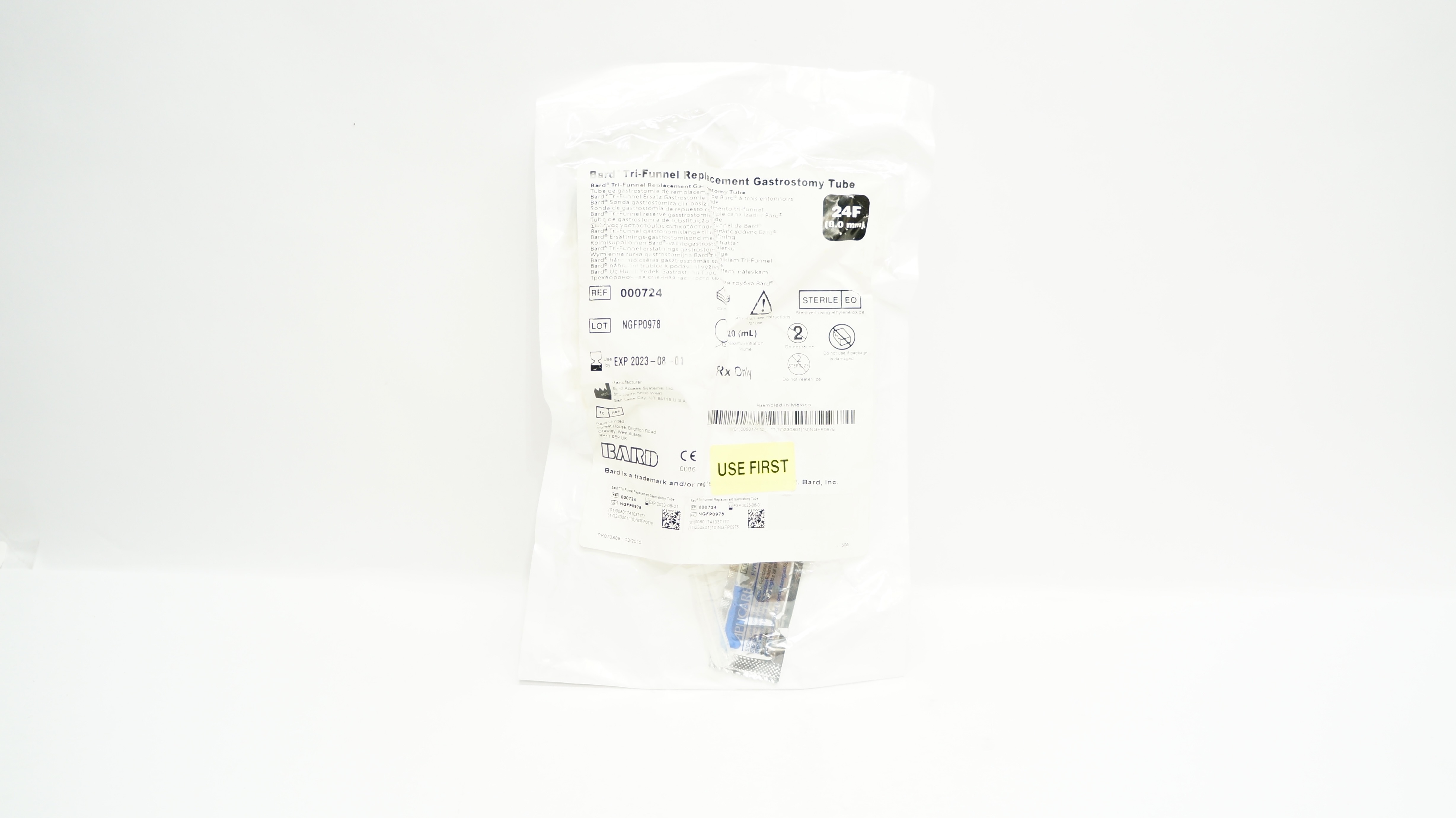 Bard 000724 Tri-Funnel Replacement Gastrostomy Tube 20ml (x)