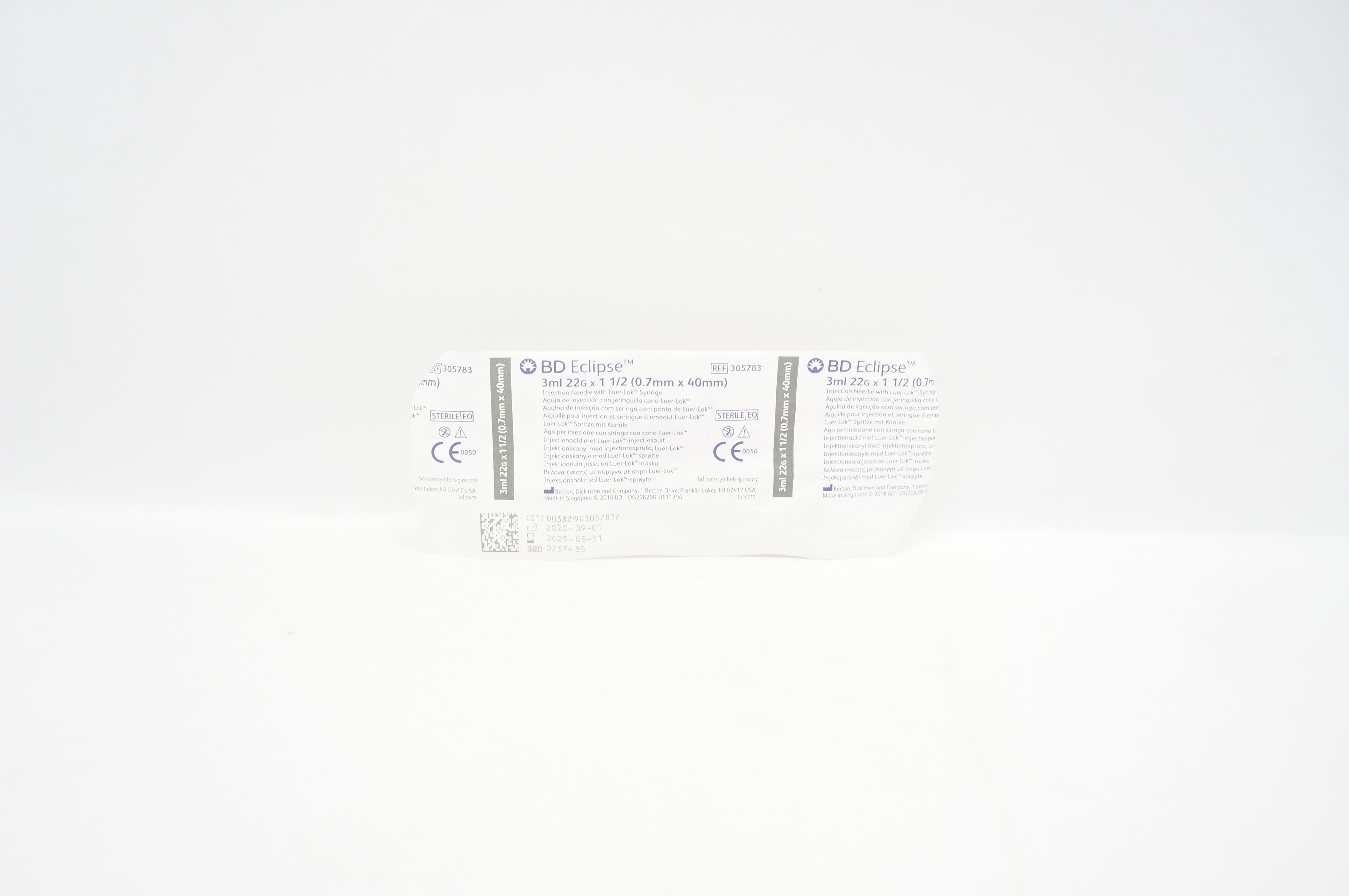 BD 305783 Eclipse Injection Ndle with Luer-Lok Syringe 3ml, 22G x 1 1/2inch