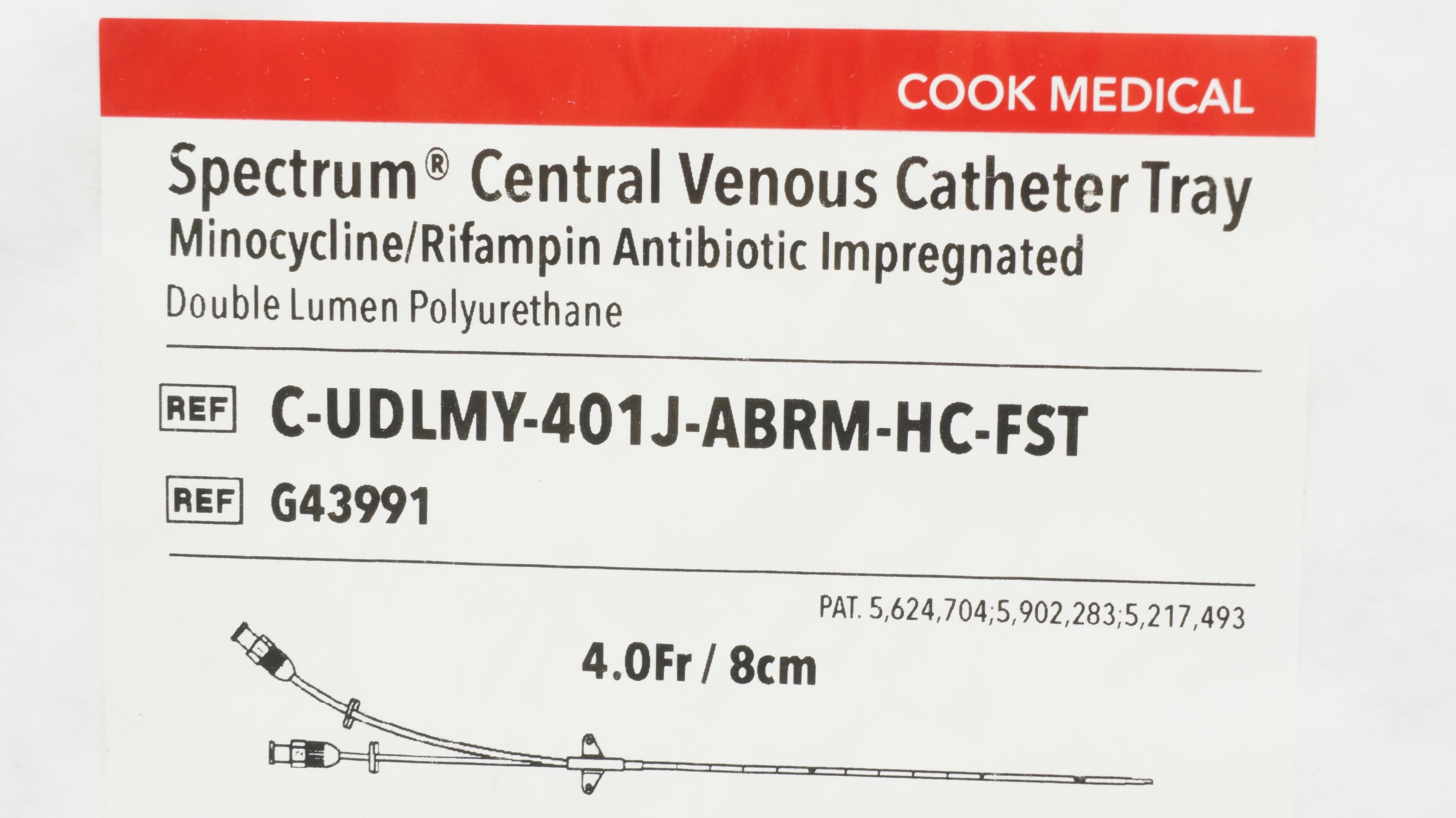 Cook Medical G43991 Spectrum Central Venous Cath. Tray 4 Fr x .018inch