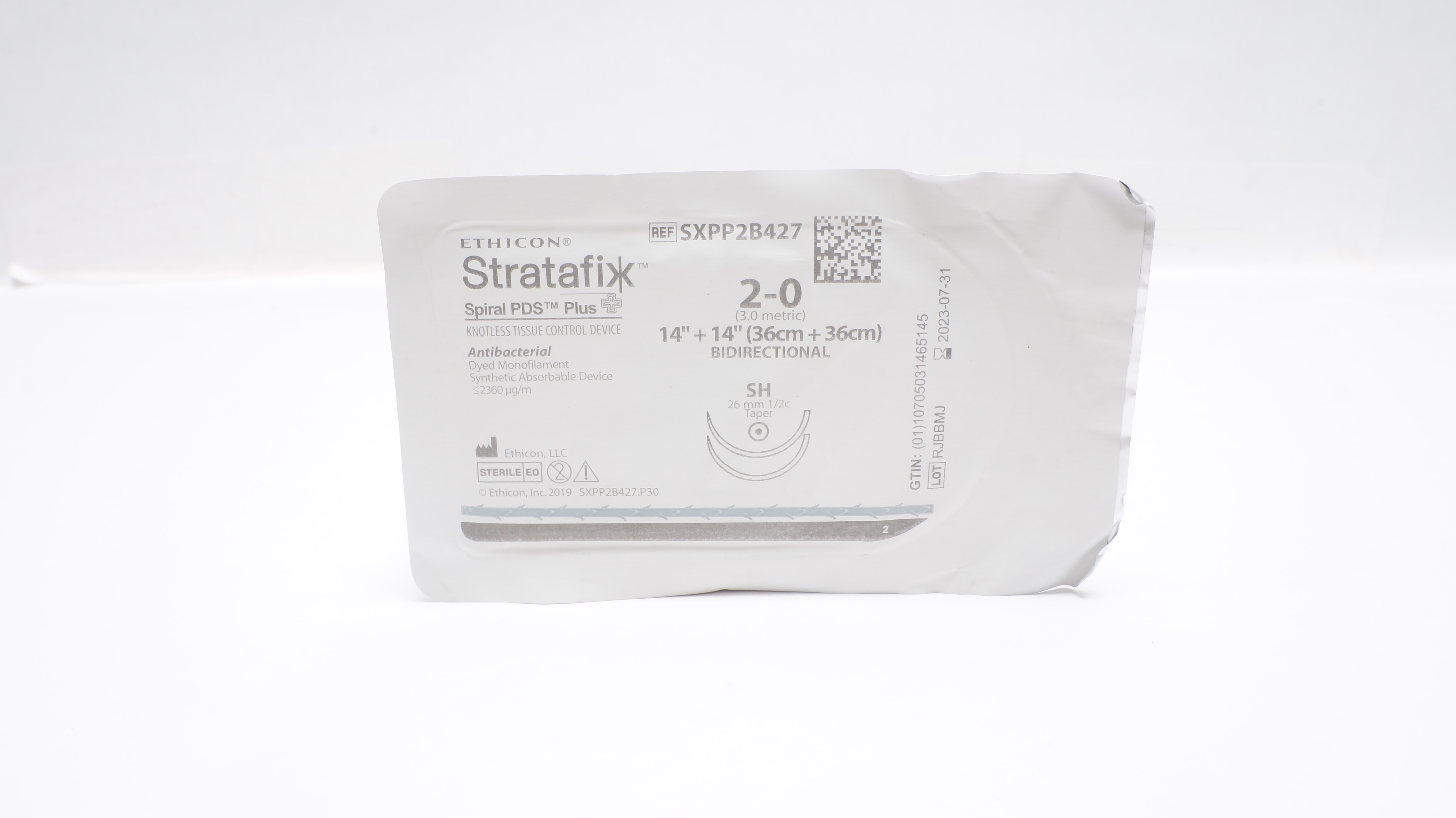 Ethicon SXPP2B427 2-0 Stratafix Spiral PDS Plus 14In+14In SH 26mm 1/2c Taper (x)
