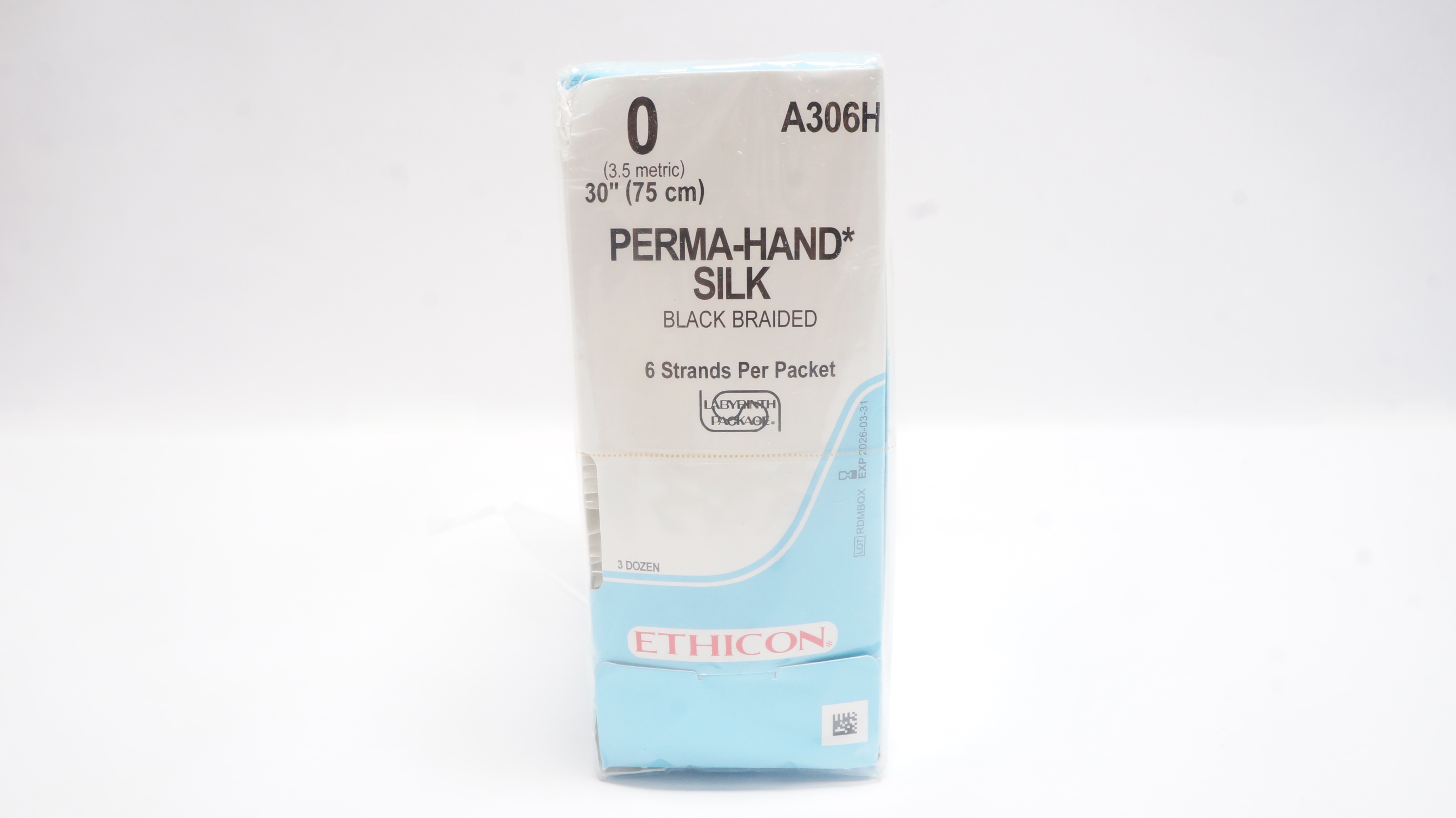Ethicon A306H 0 SILK, Black Braided, 30inch - Box of 36