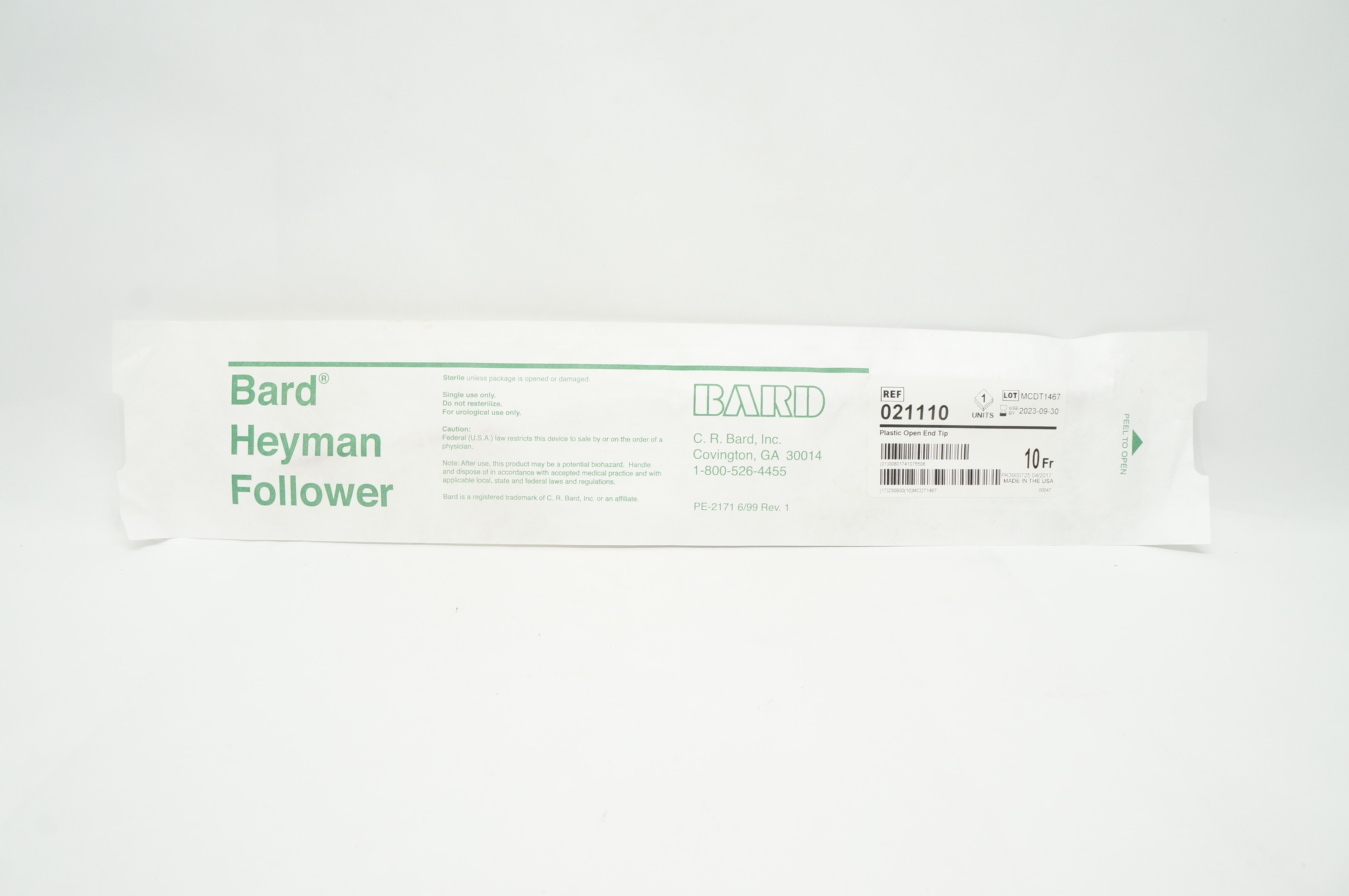 Bard 021110 Heyman Follower Straight Tip 10 Fr.