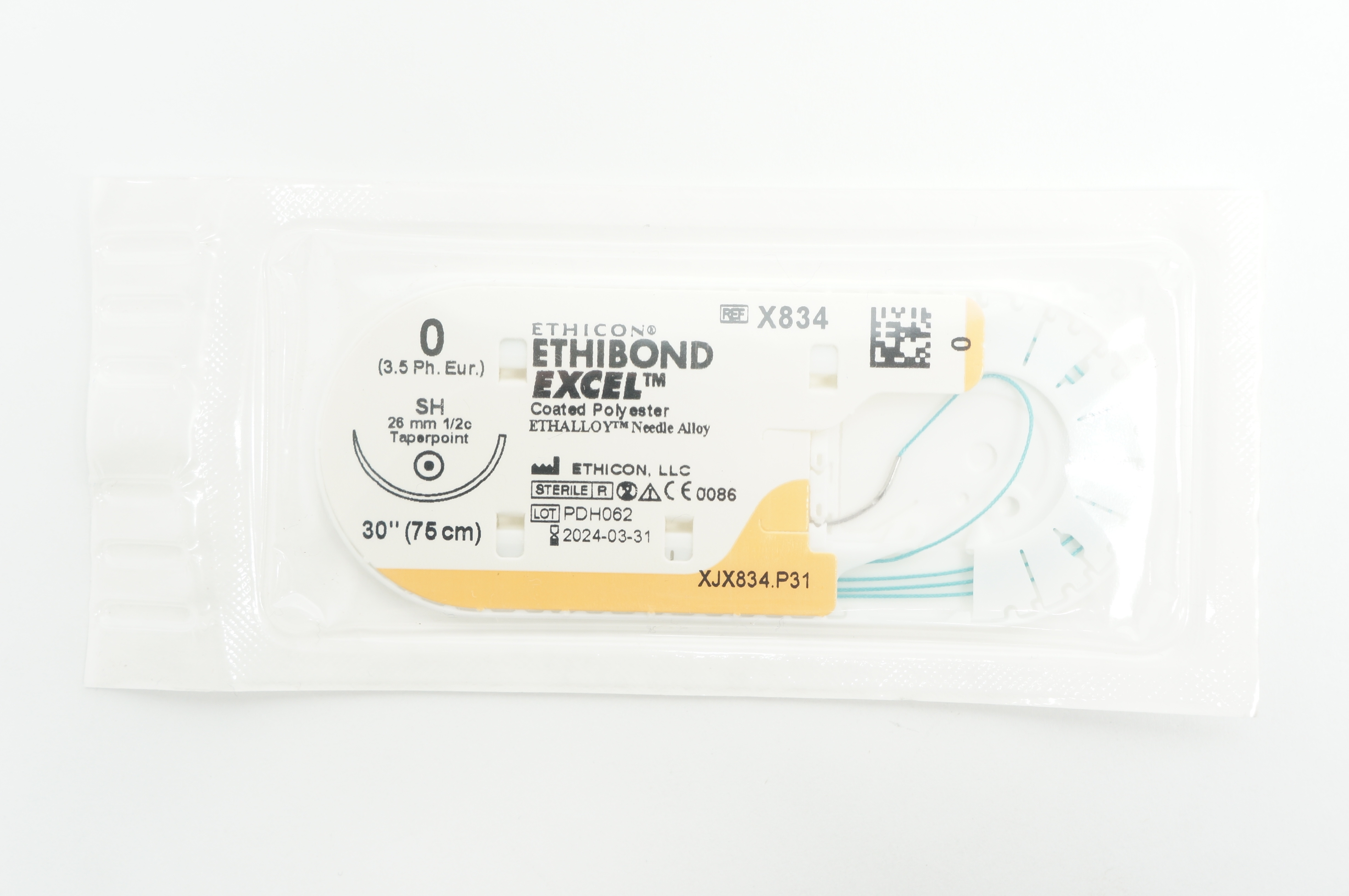 Ethicon X834 0 ETHIBOND EXCEL SH, 26mm 1/2c Taperpoint, 30inch