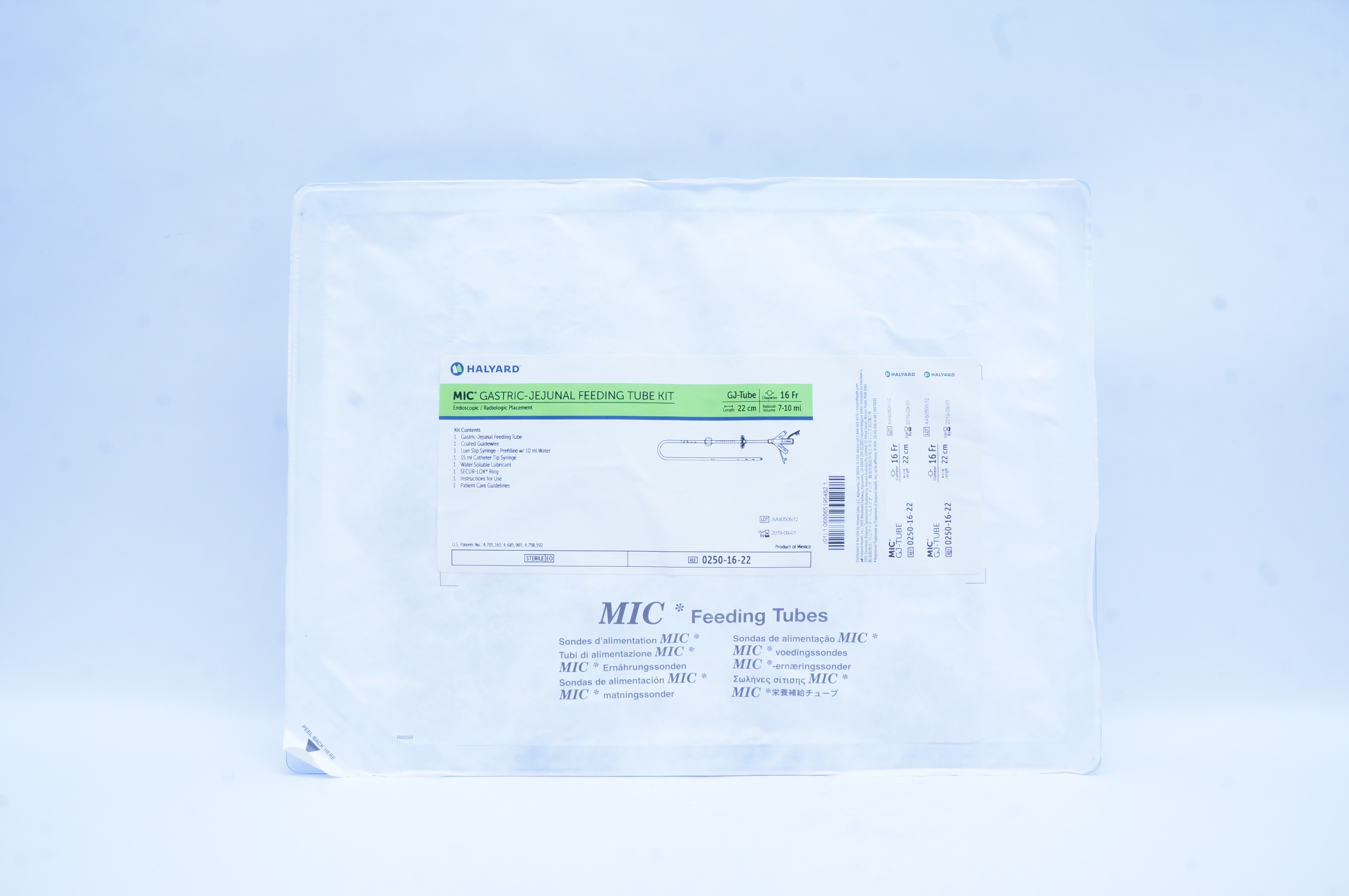 Halyard 0250-16-22 MIC Gastric-Jejunal Feeding Tube Kit GJ-Tube 16Fr x 22cm (x)