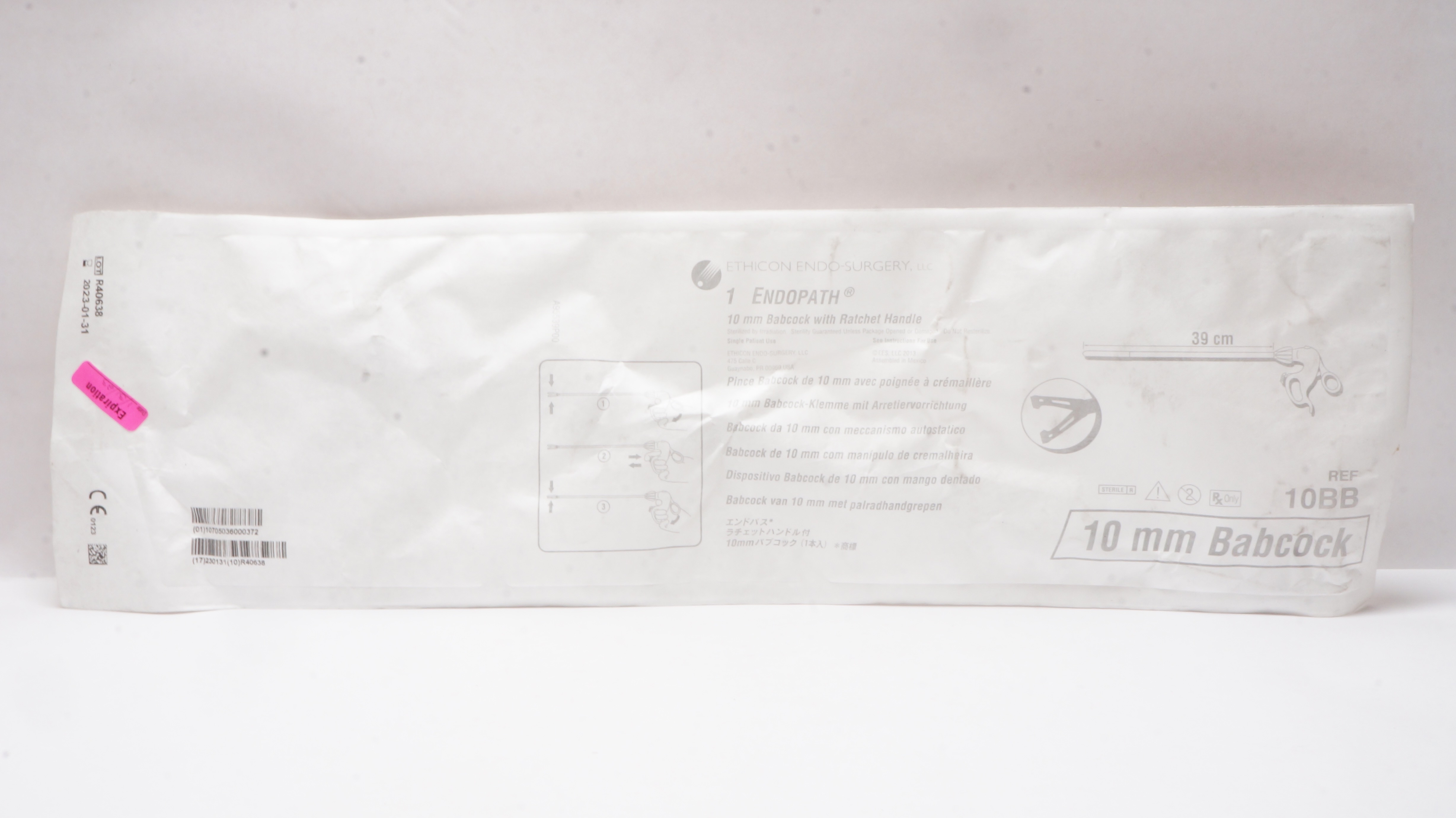 Ethicon 10BB Endopath 10mm Babcock with Ratchet Handle 39cm (x)