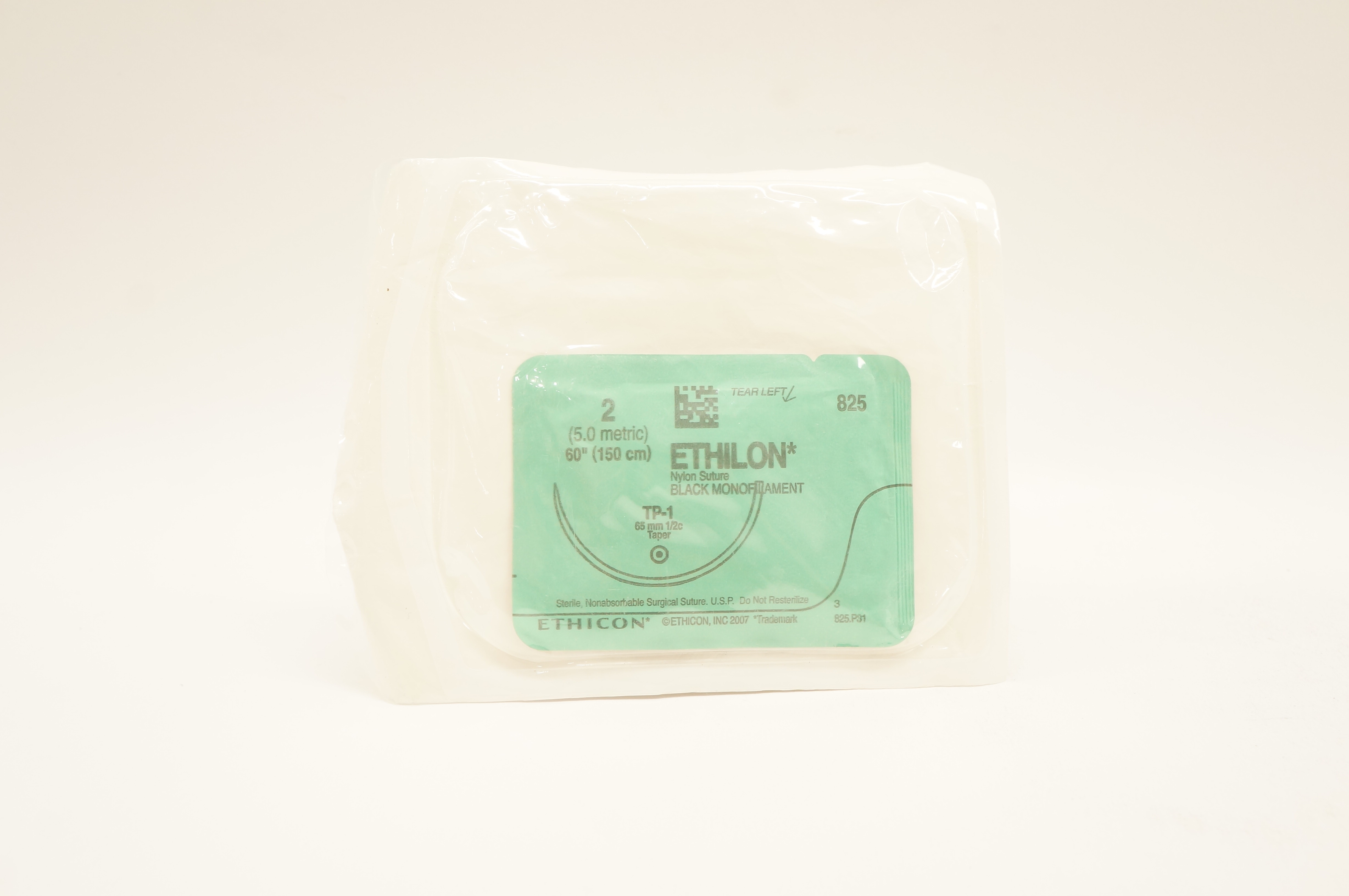 Ethicon 825 2 Ethilon Nylon Stre Black Monofilament TP-1 65mm 1/2c Taper 60 inch