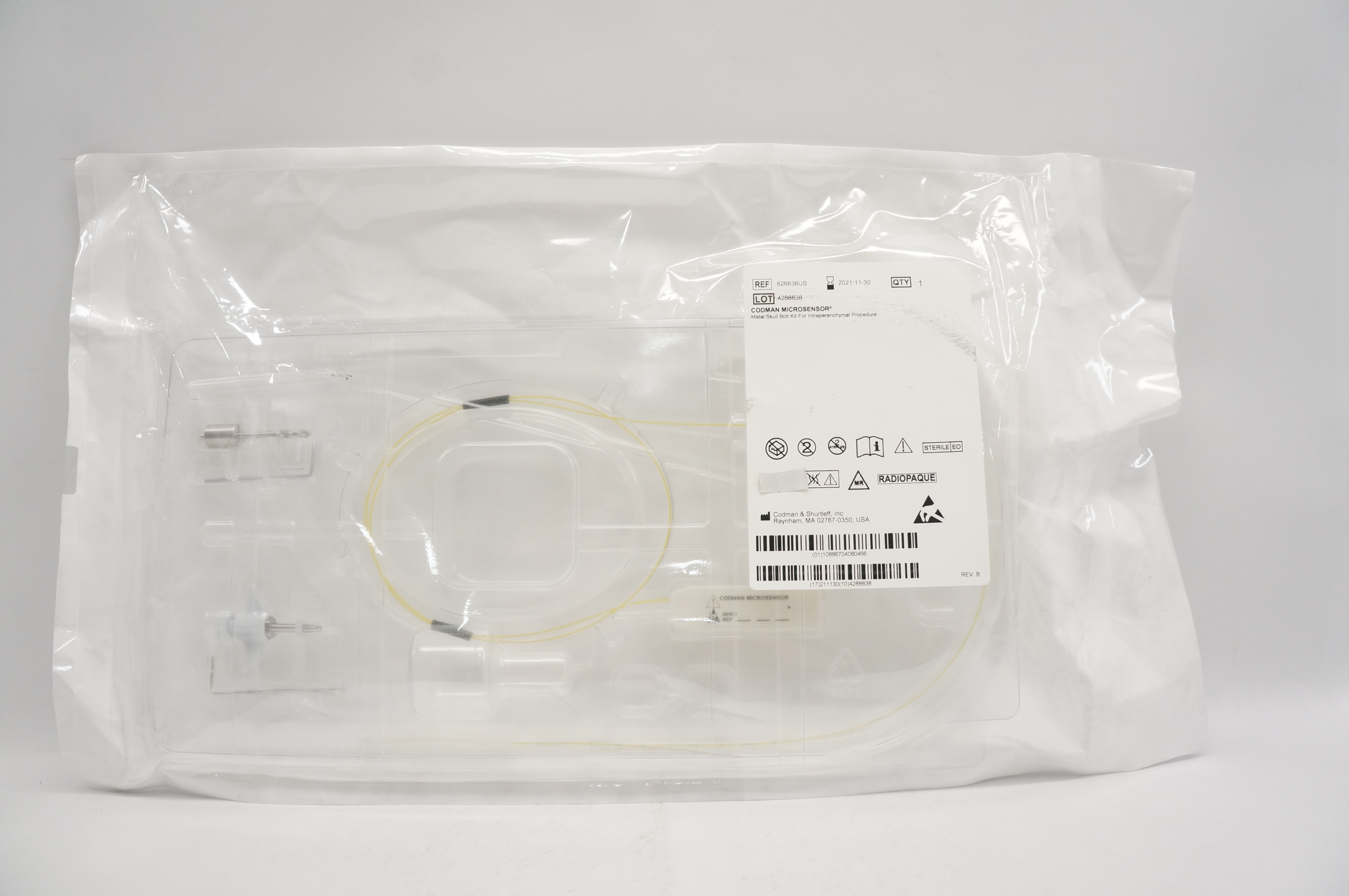 Codman 626638US Microsensor Metal Skull Bolt Kit for Intraparenchymal Procedure (x)