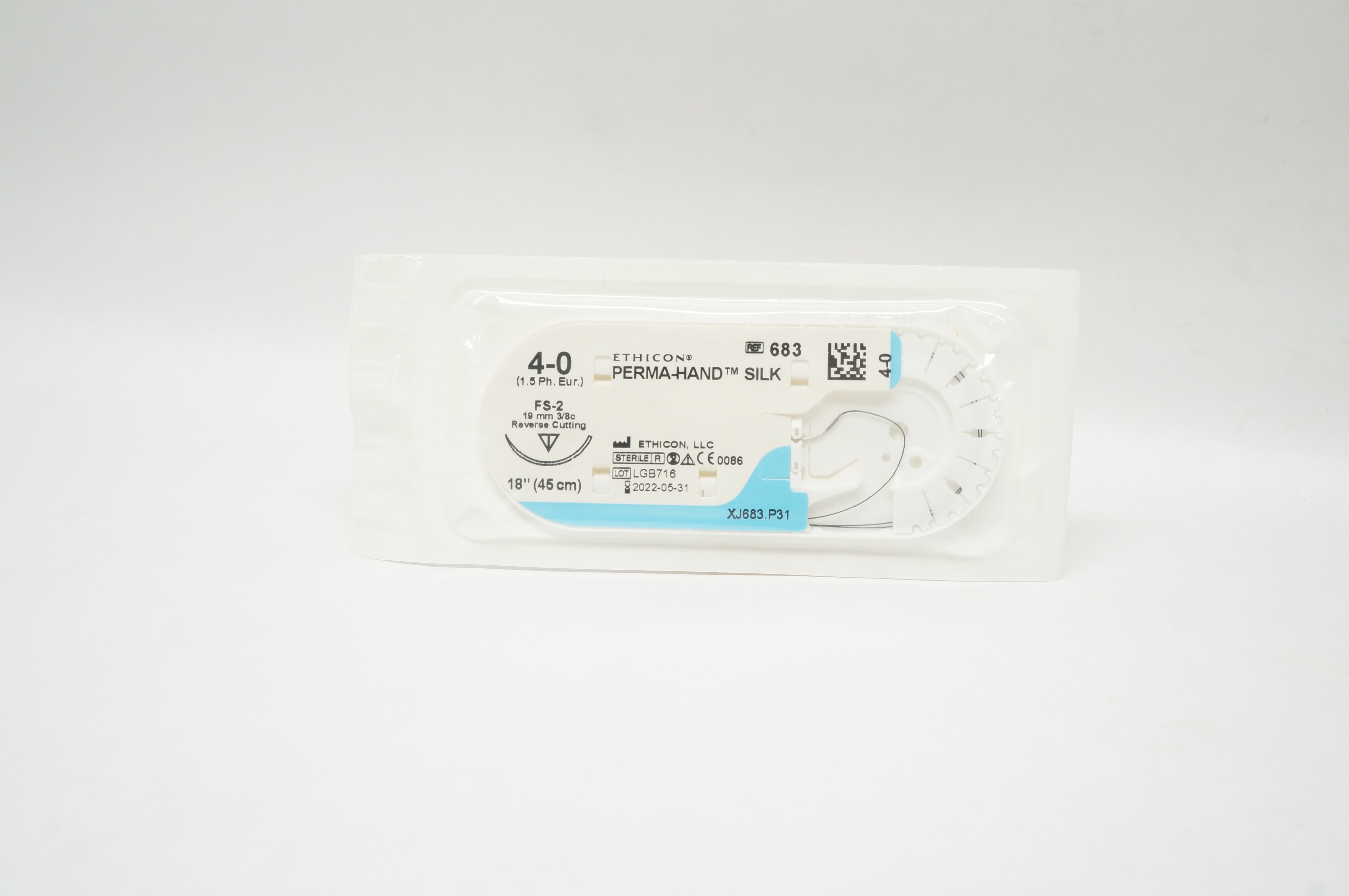 Ethicon 683 4-0 Perma-Hand Silk Stre FS-2 19mm 3/8c Reverse Cutting, 18inch (x)