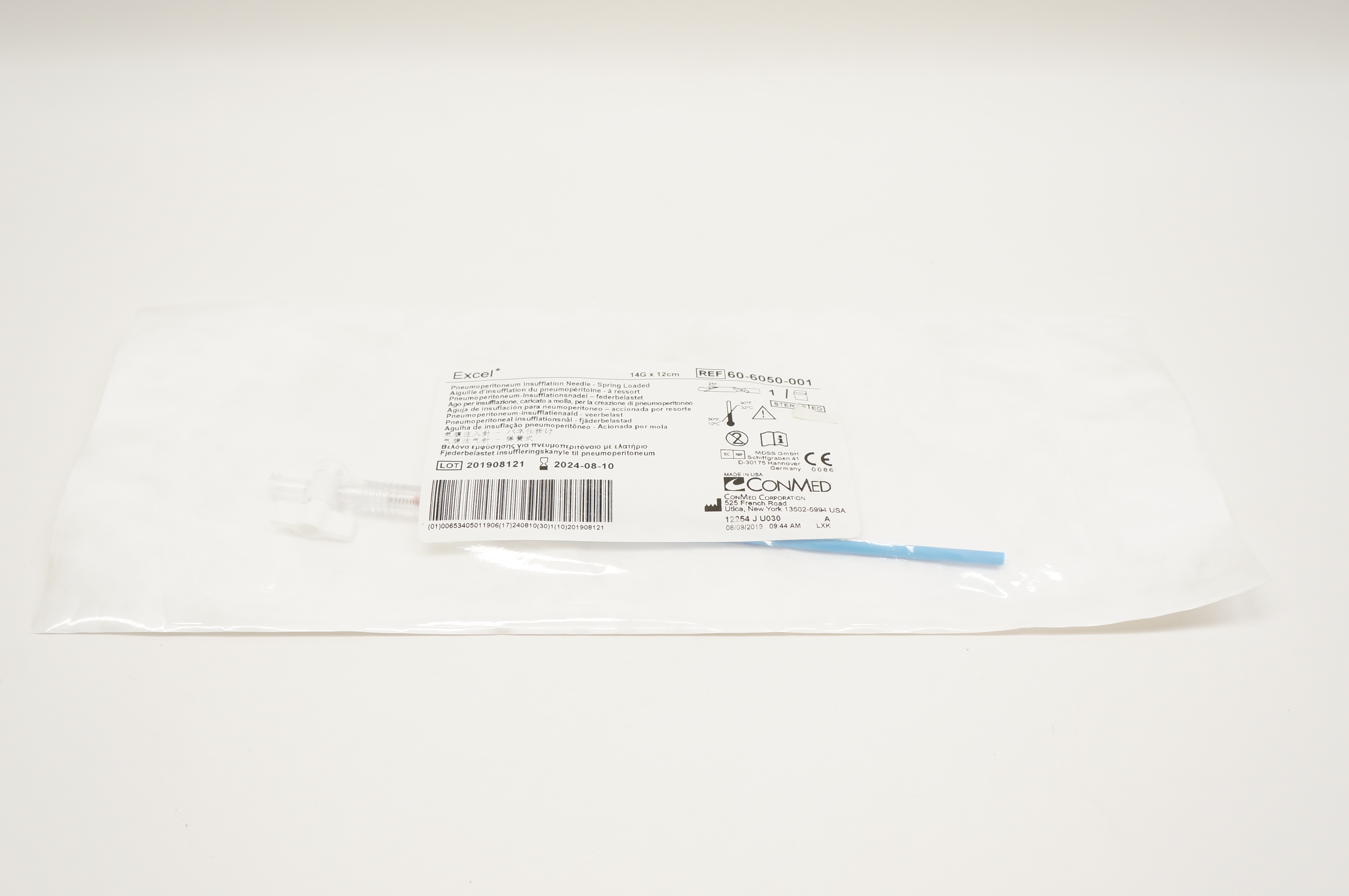 ConMed 60-6050-001 Excel Pnemoperitoneum Insuflation Ndle 14G x 12cm